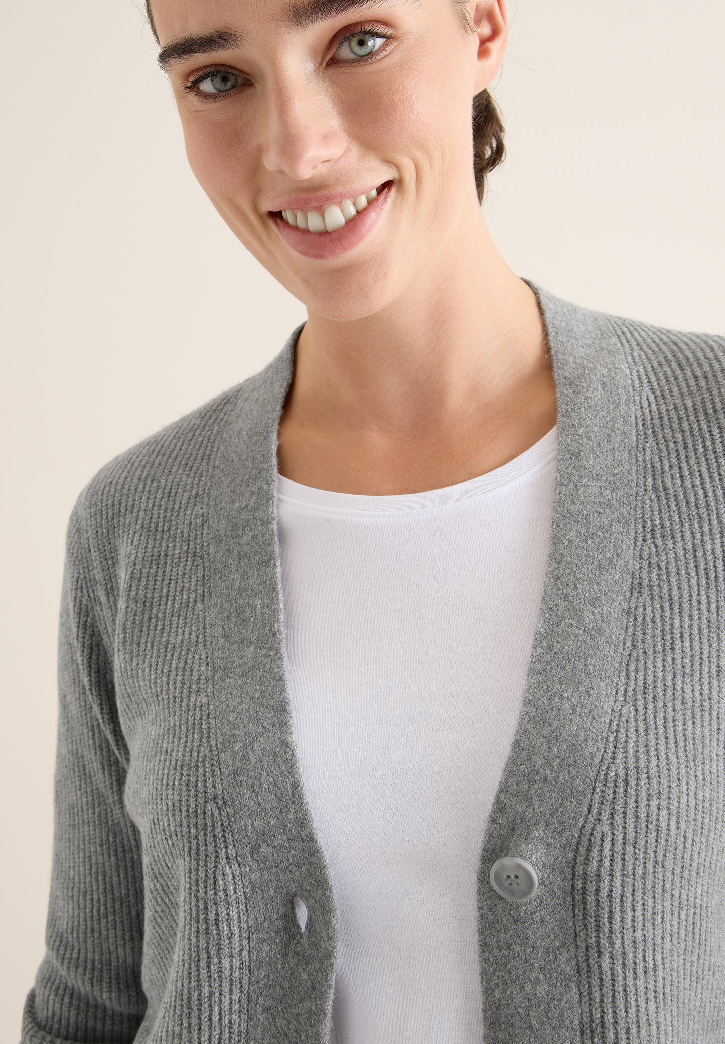 CECIL Cardigan mit Strukturdetail - Farbe: sporty grey melange