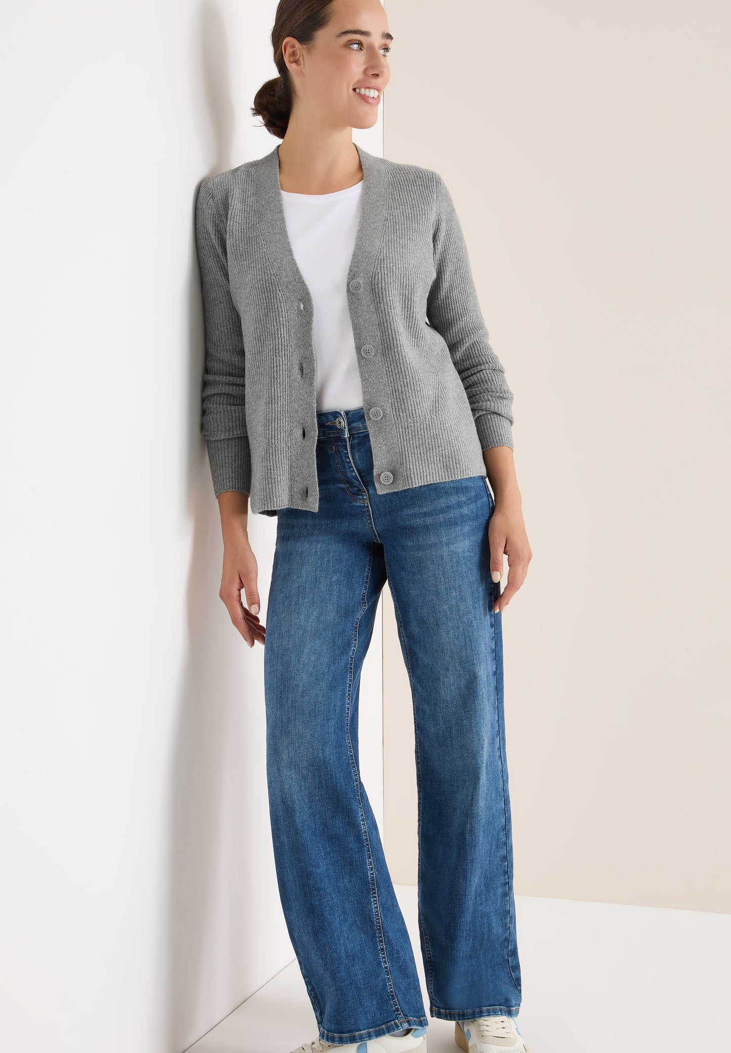 CECIL Cardigan mit Strukturdetail - Farbe: sporty grey melange