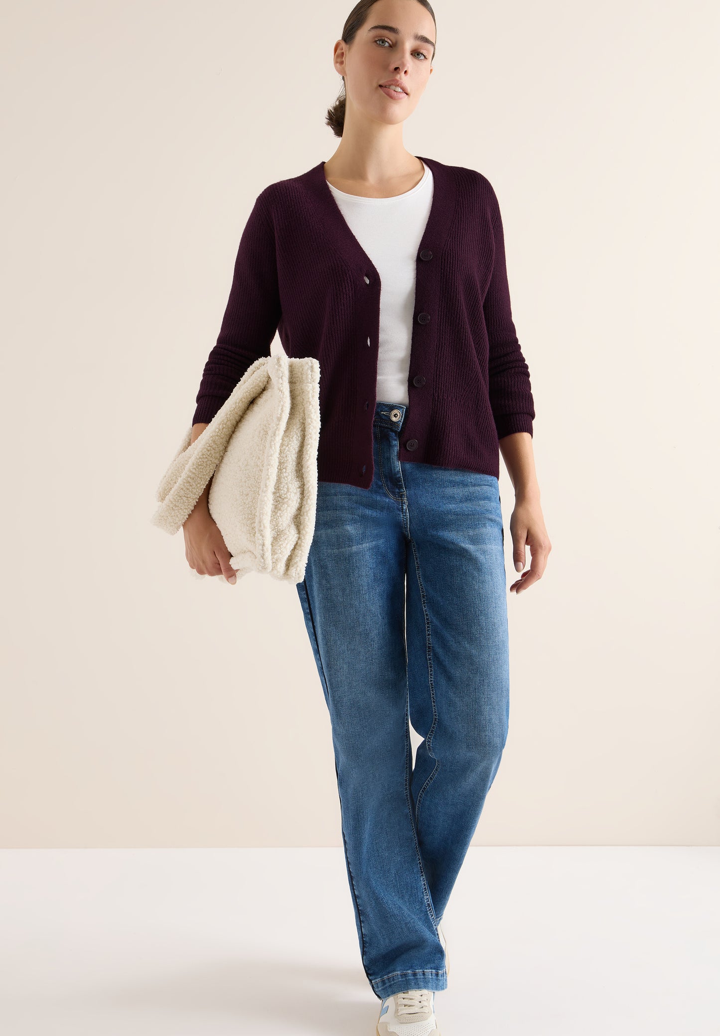 CECIL Cardigan mit Strukturdetail - Farbe: eggplant red