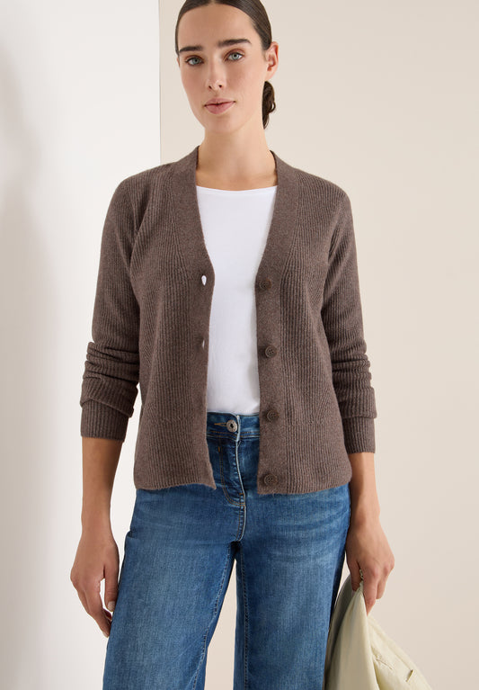 CECIL Cardigan mit Strukturdetail - Farbe: mushroom taupe melange