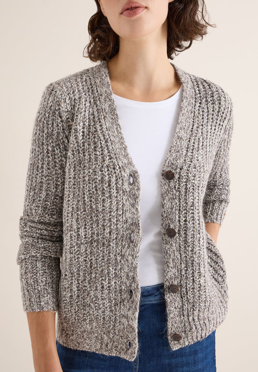 CECIL Two Tone Cardigan - Farbe: mushroom taupe melange