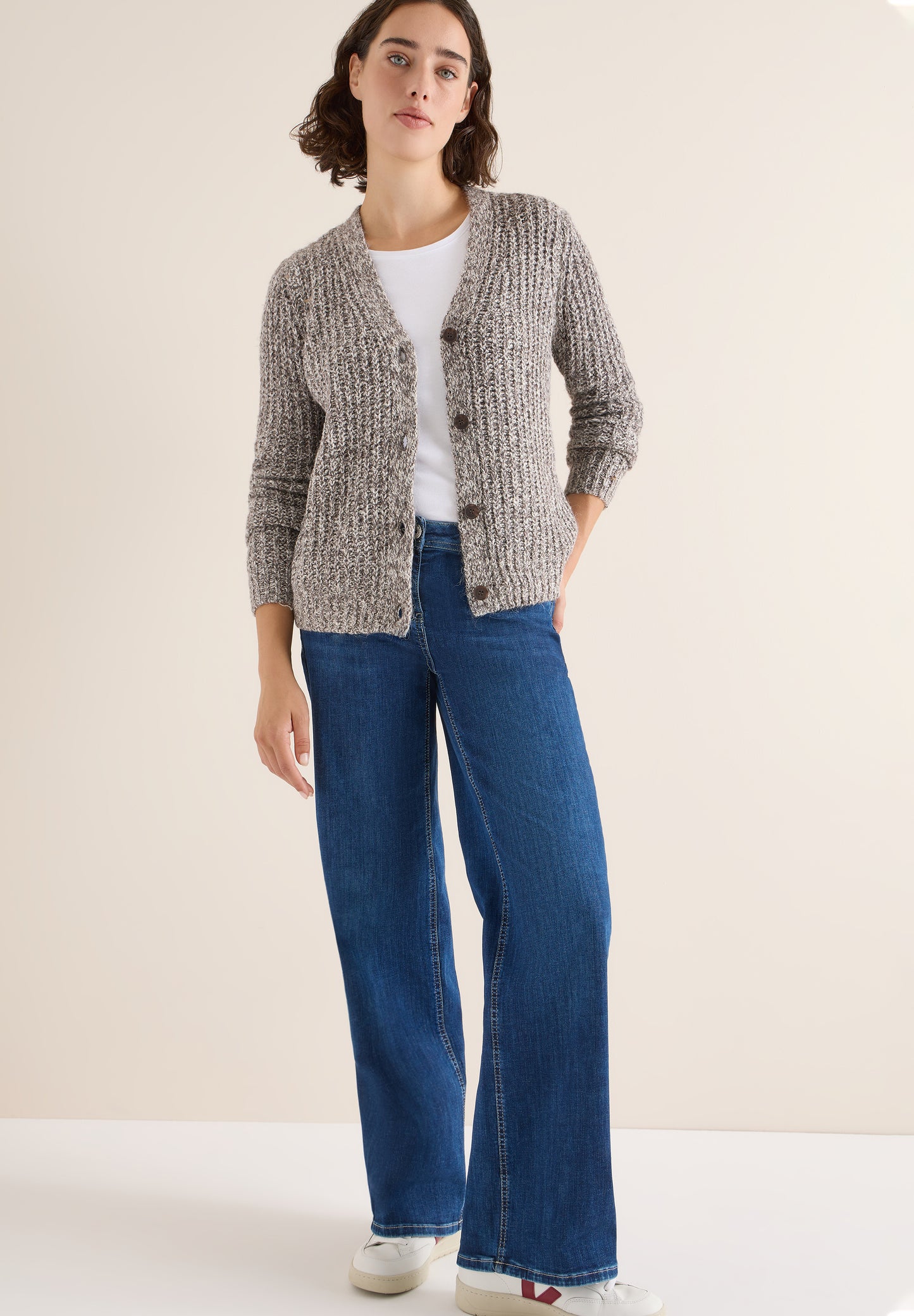 CECIL Two Tone Cardigan - Farbe: mushroom taupe melange