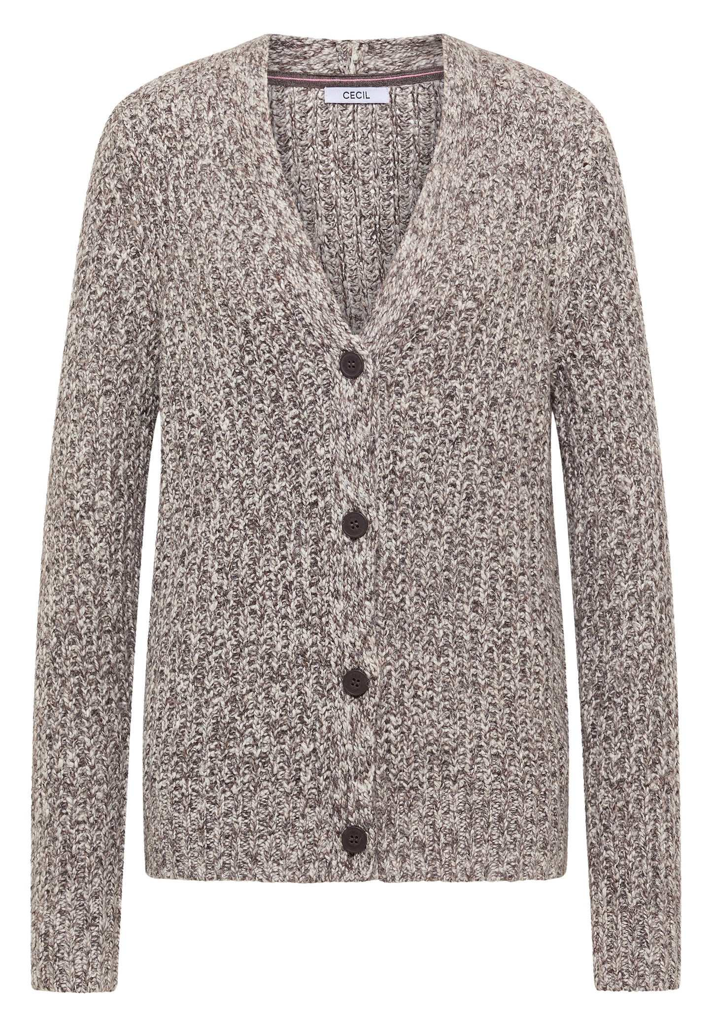 CECIL Two Tone Cardigan - Farbe: mushroom taupe melange