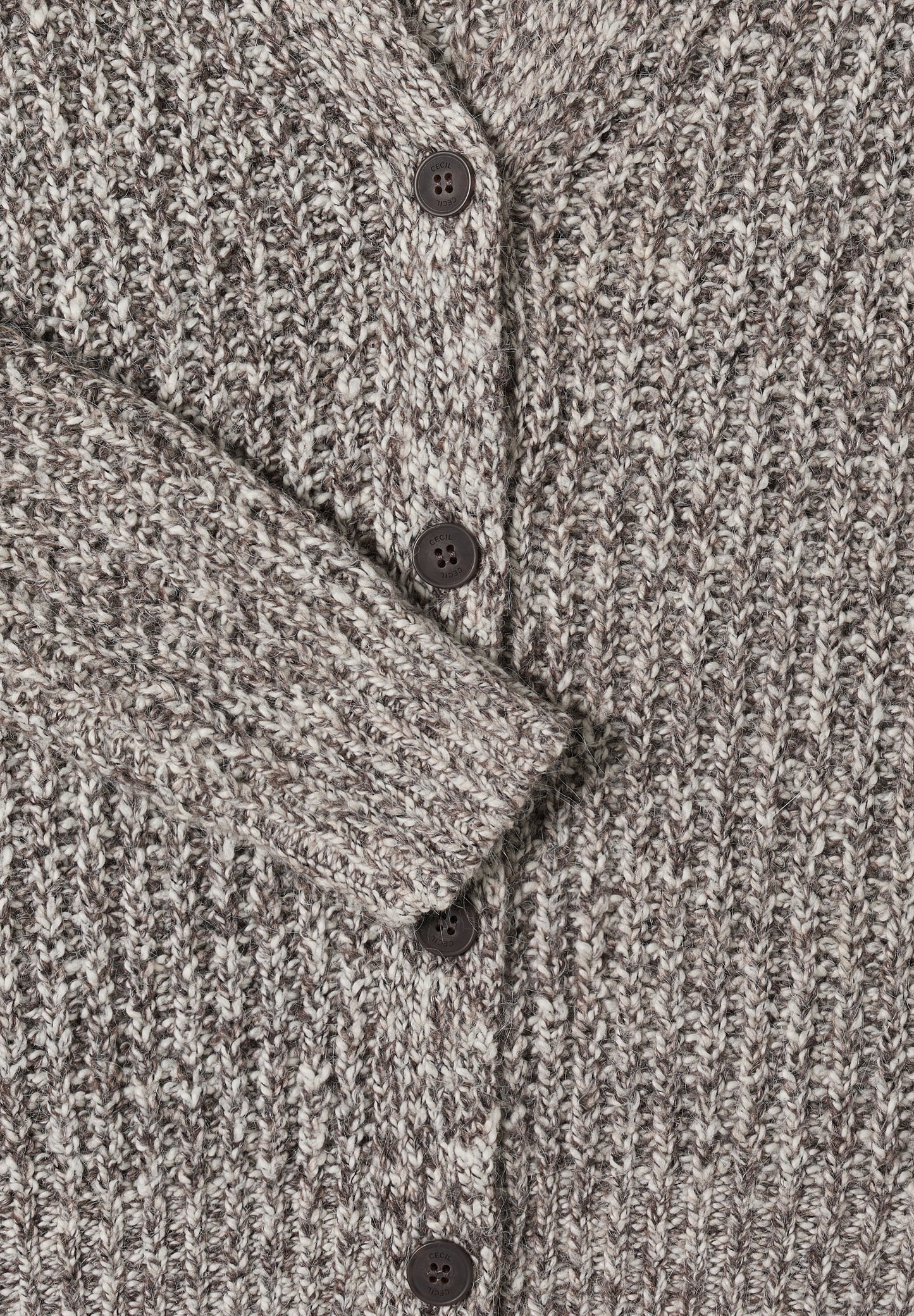 CECIL Two Tone Cardigan - Farbe: mushroom taupe melange