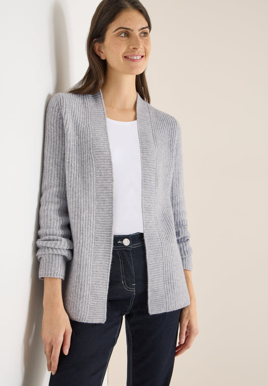 CECIL Offener Cosy Cardigan - Farbe: luna grey melange