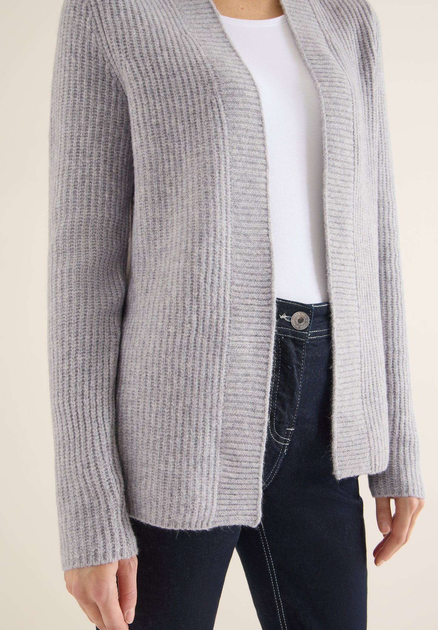 CECIL Offener Cosy Cardigan - Farbe: luna grey melange
