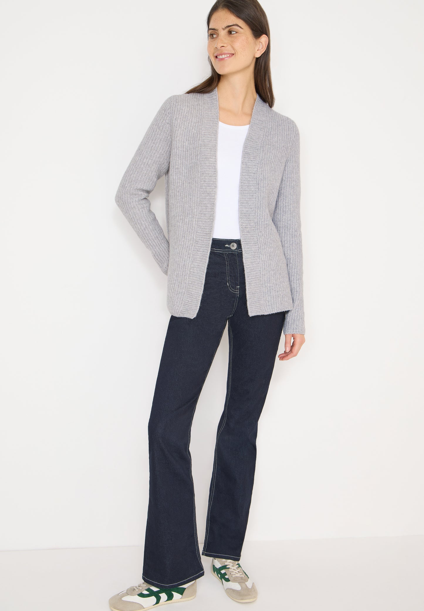 CECIL Offener Cosy Cardigan - Farbe: luna grey melange