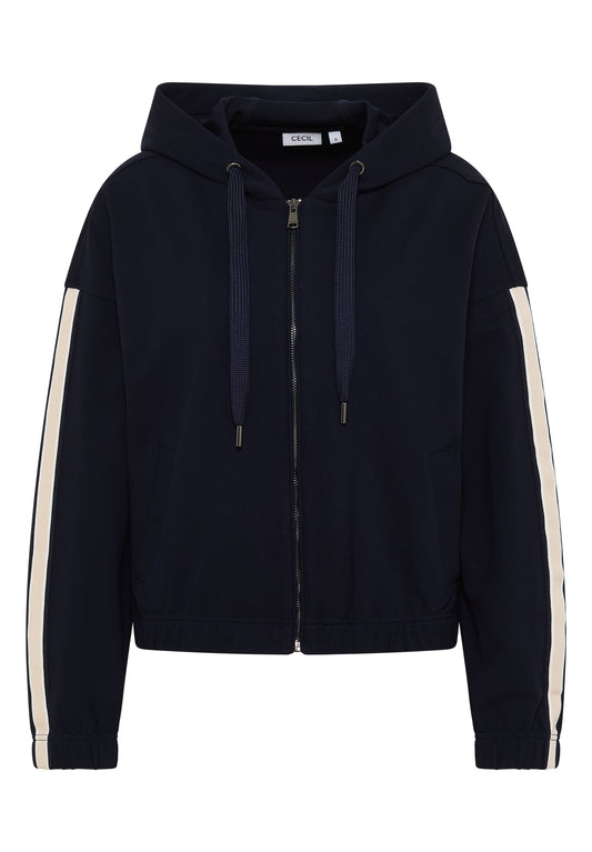 CECIL Sweatjacke mit Galonstreifen - Farbe: urban dark blue