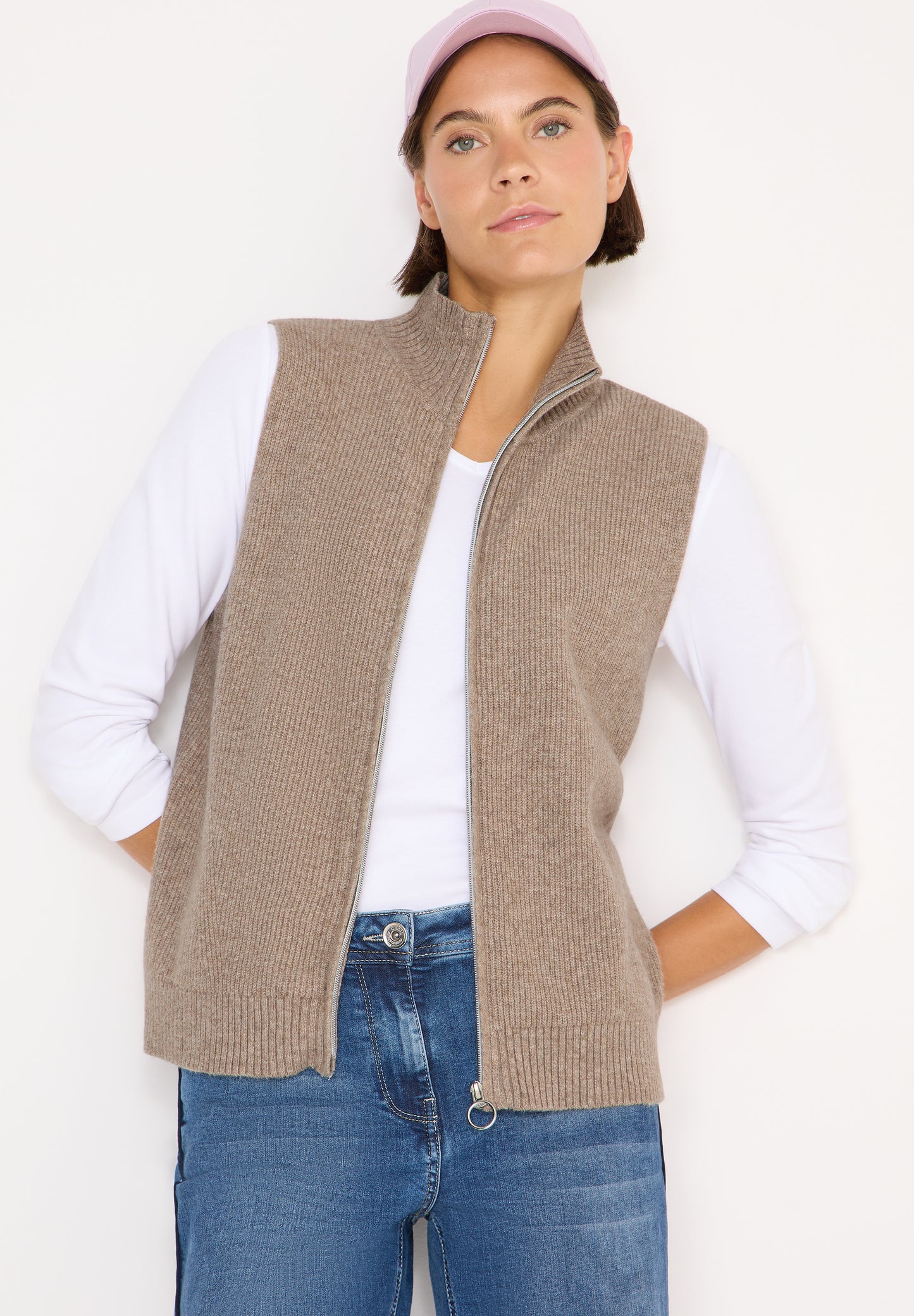 CECIL Weste mit Rippstruktur - Farbe: toffee cream melange