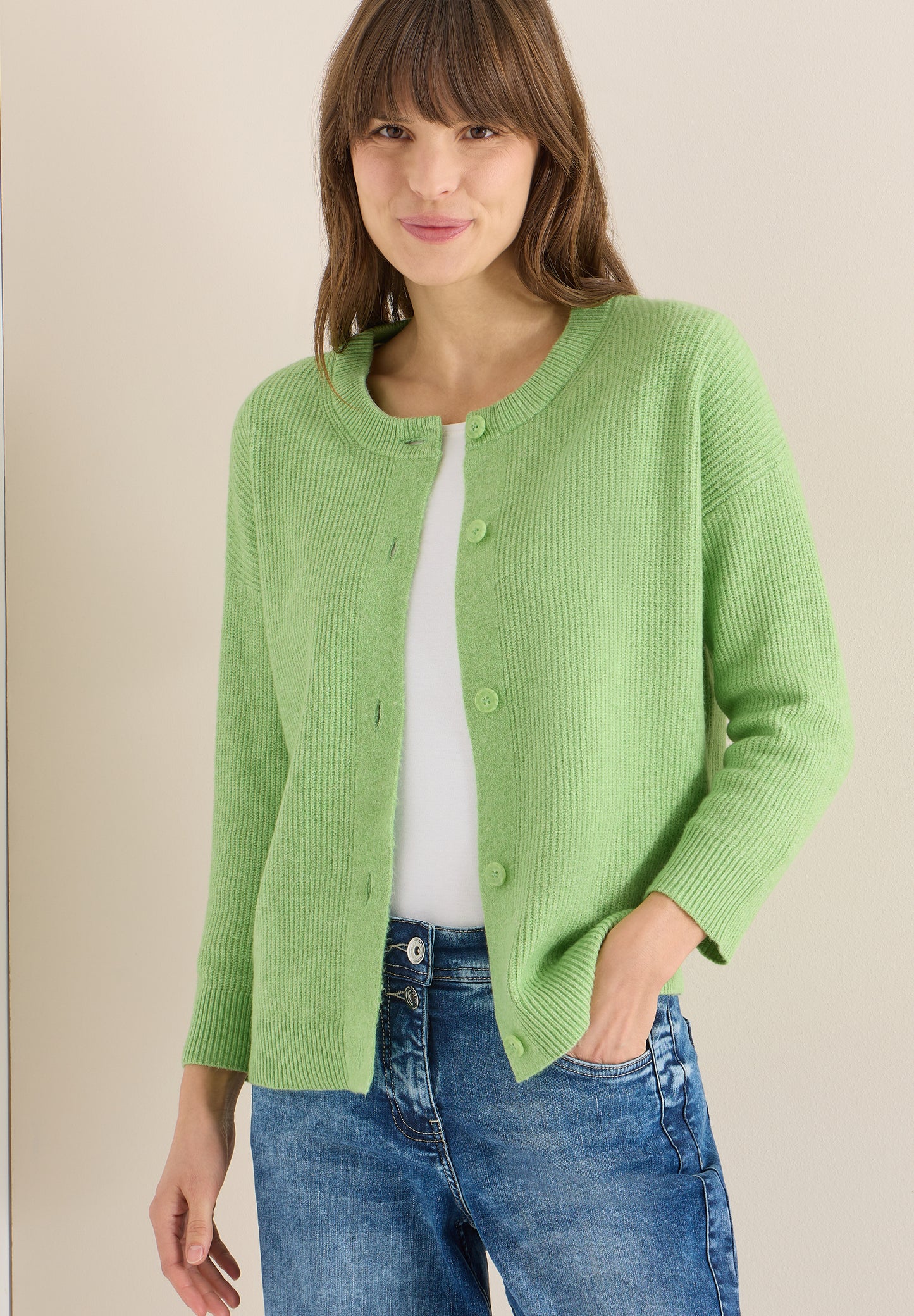 CECIL - Kurzer Cardigan - Farbe: bamboo green melange