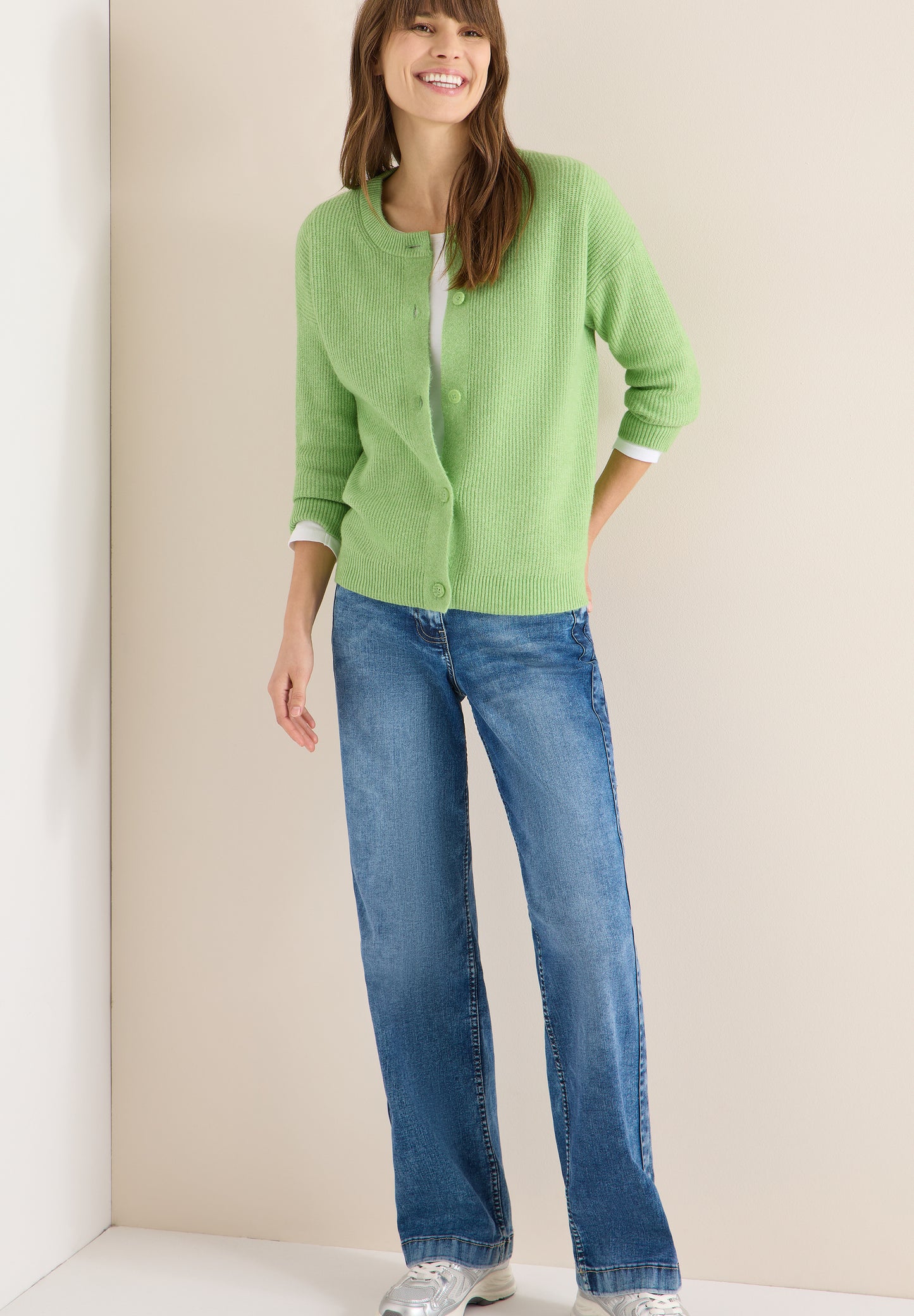 CECIL - Kurzer Cardigan - Farbe: bamboo green melange