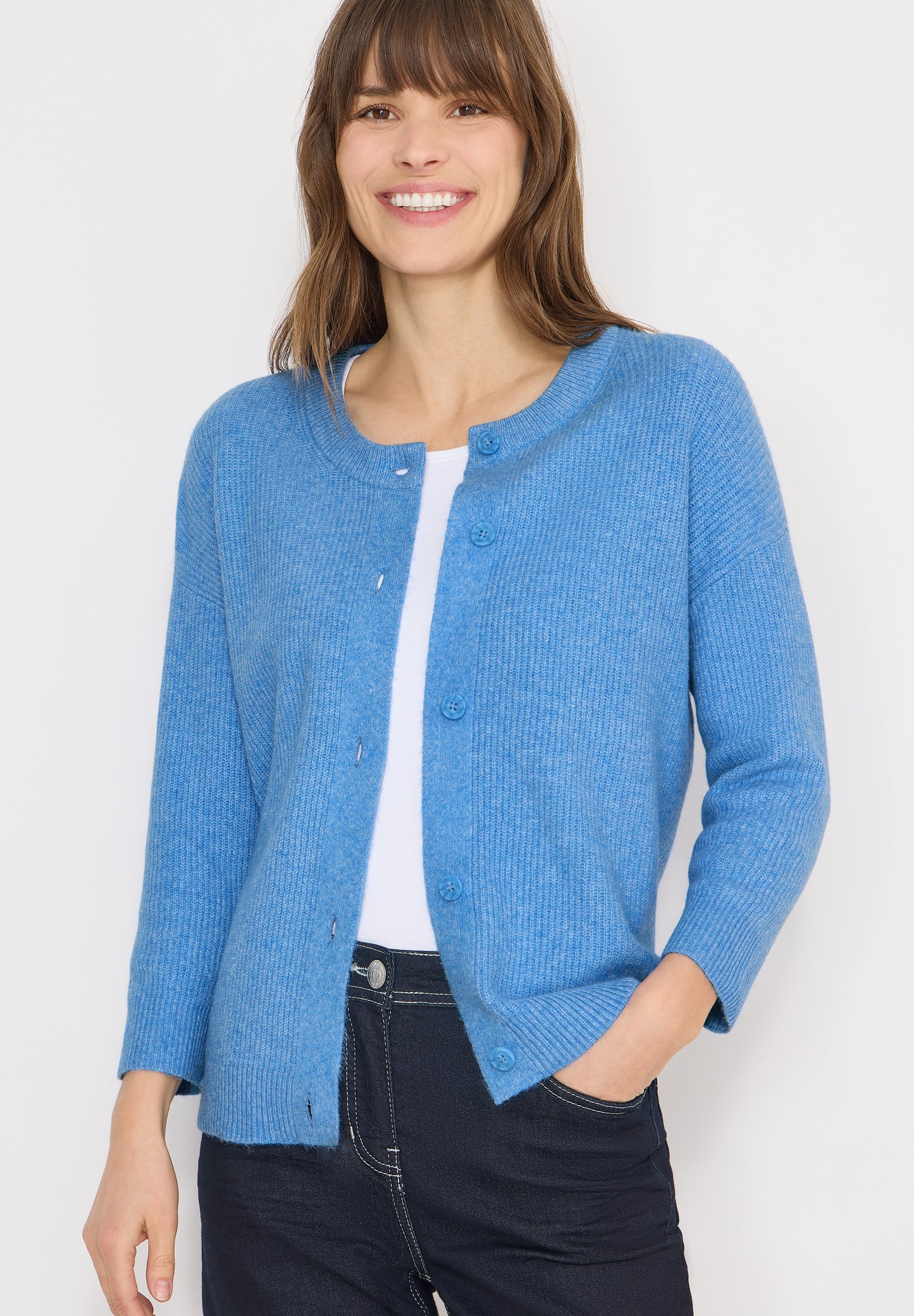 CECIL - Kurzer Cardigan - Farbe: fountain blue melange
