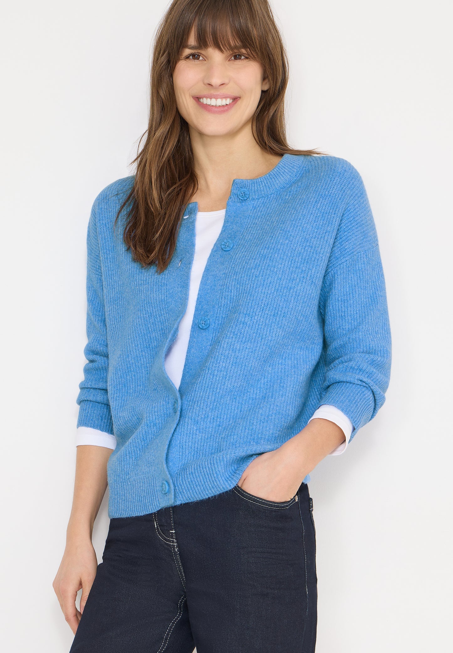 CECIL - Kurzer Cardigan - Farbe: fountain blue melange