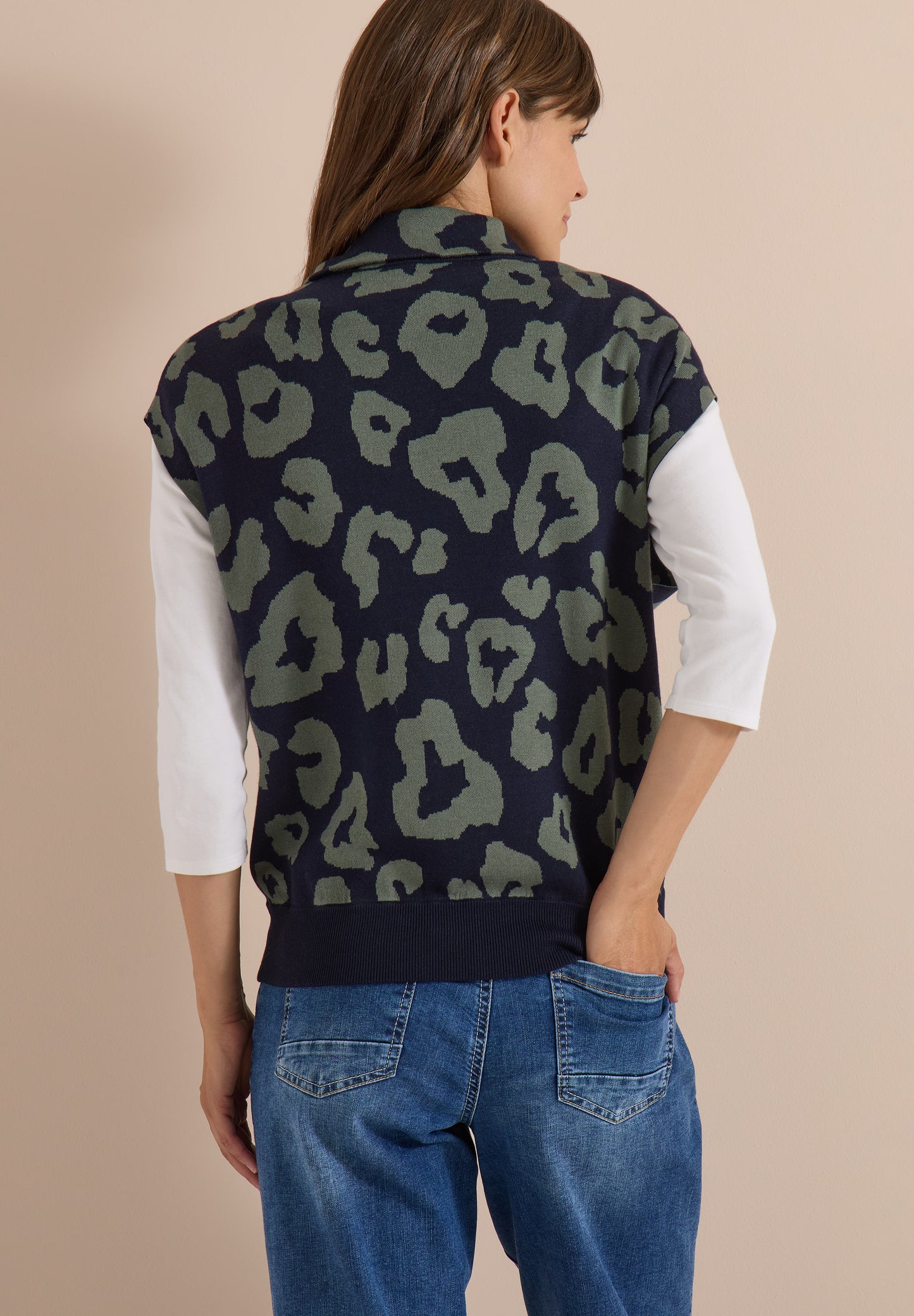 CECIL - Doubleface Weste mit Kragen und Zipper - Farbe: urban dark blue