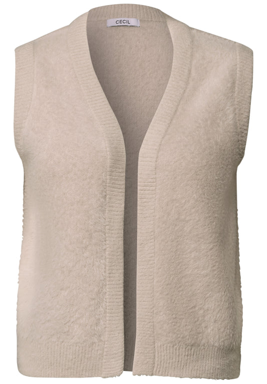 CECIL - Offene Federgarn-Weste in Unifarbe - Farbe: cashmere beige