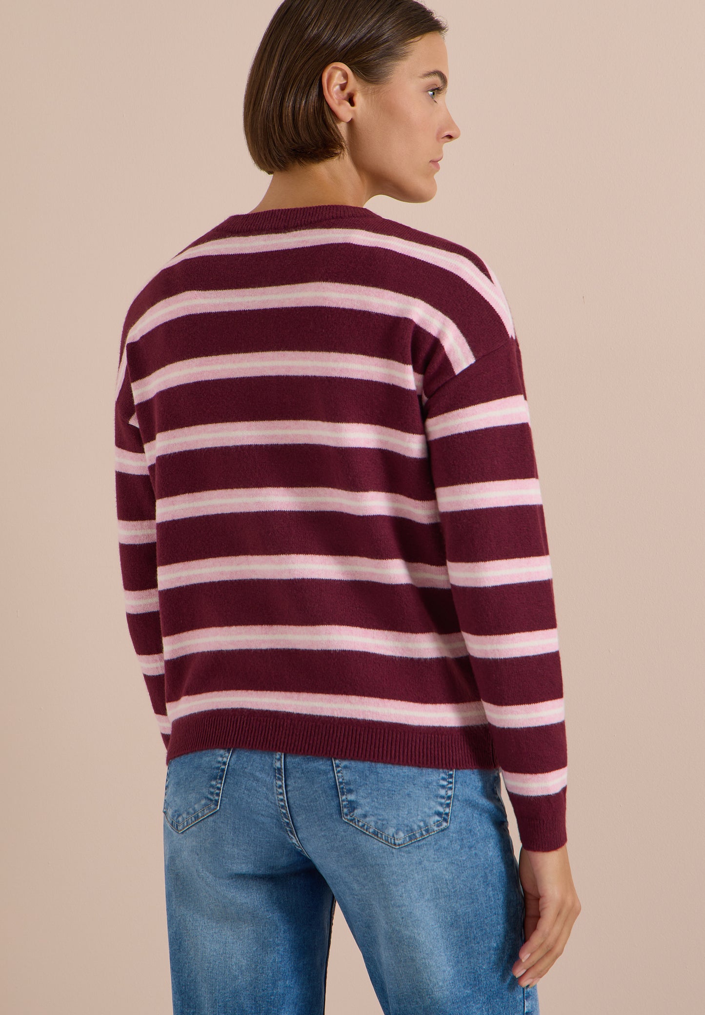 CECIL - Cardigan mit Rundhals und Streifen - Farbe: red wine