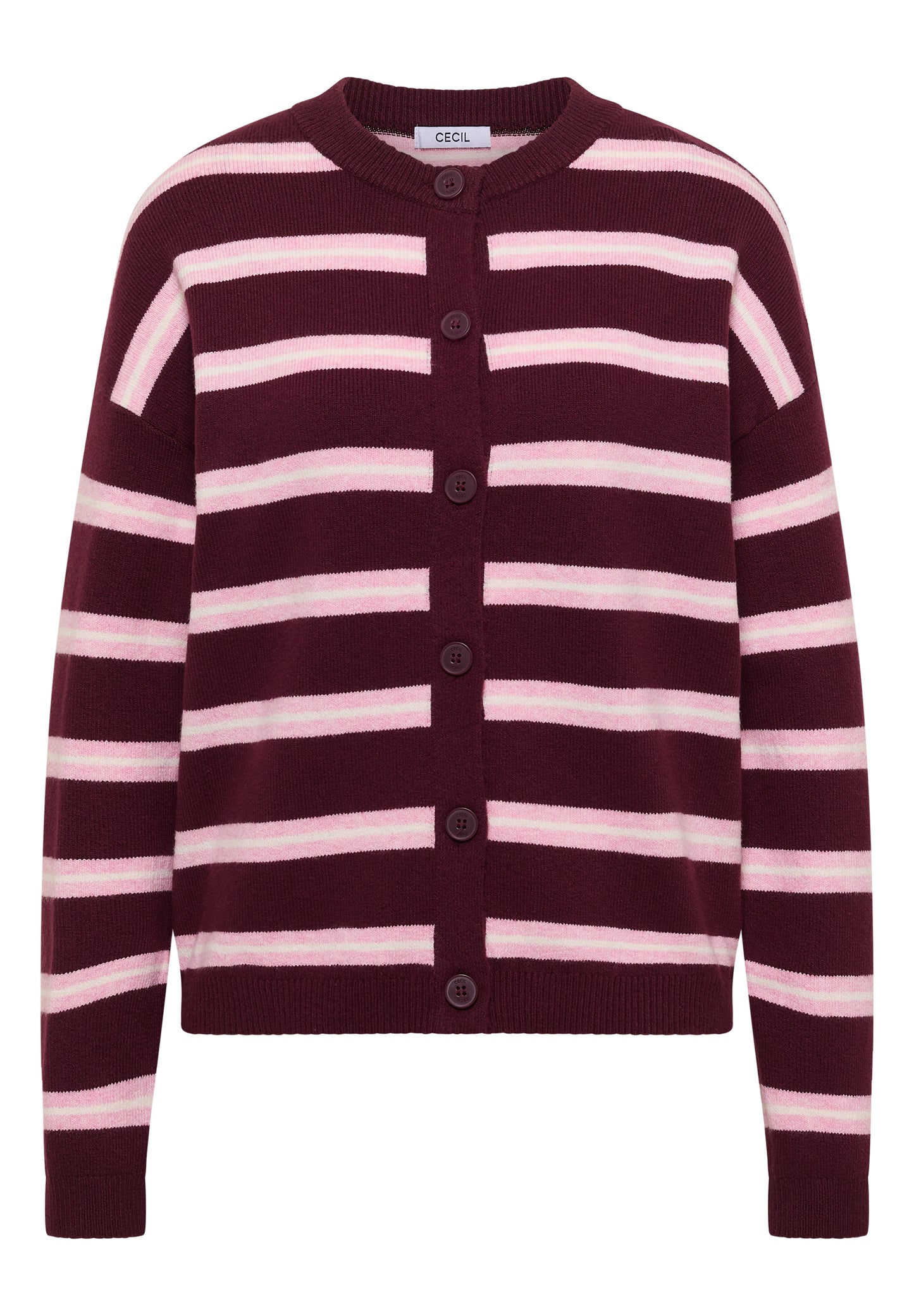 CECIL - Cardigan mit Rundhals und Streifen - Farbe: red wine