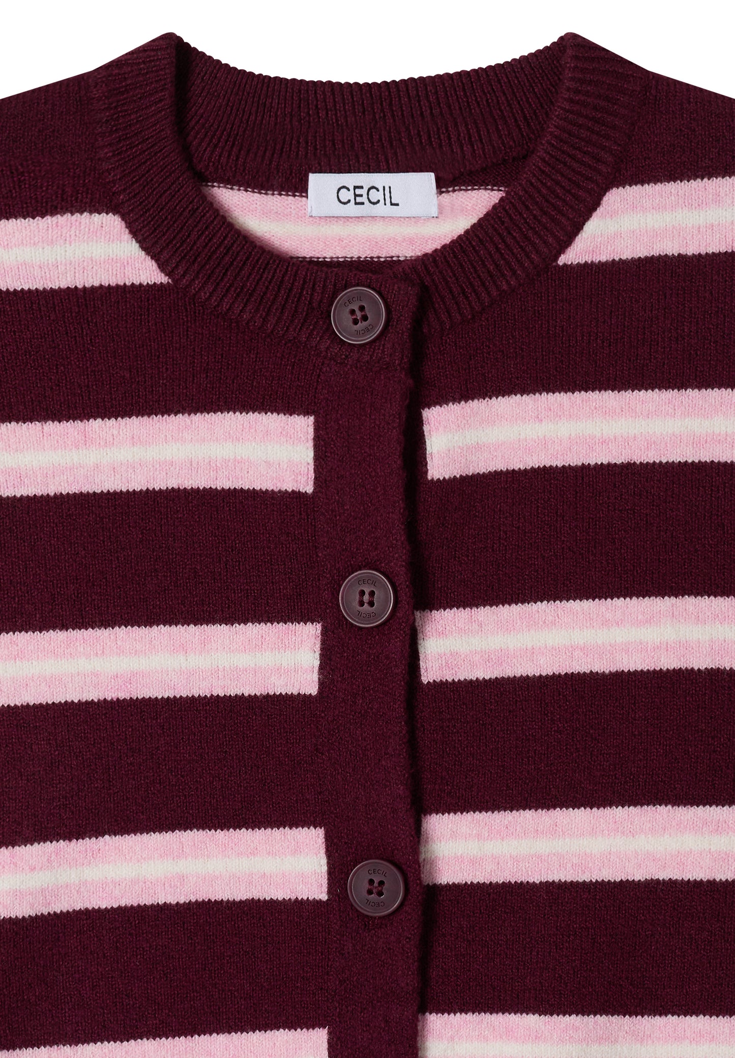 CECIL - Cardigan mit Rundhals und Streifen - Farbe: red wine