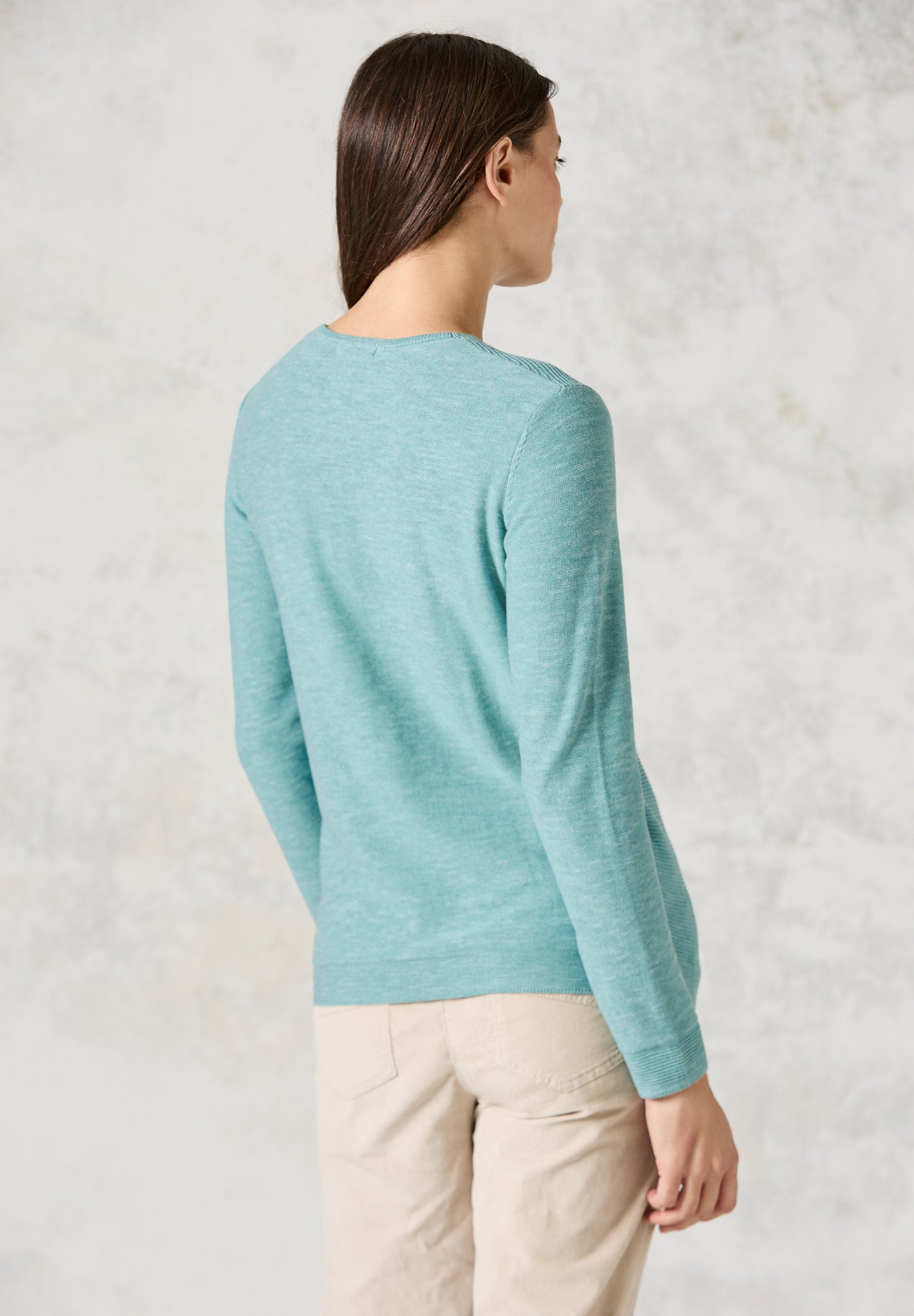 CECIL Strukturmix-Pullover - Farbe: heather adriatic green melange