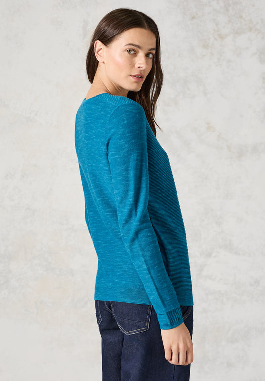 CECIL Strukturmix-Pullover - Farbe: mittelblau