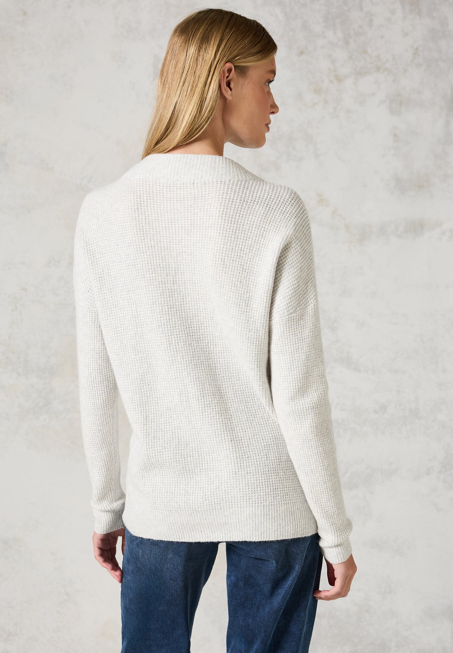 CECIL Damen Strukturpullover – Farbe: soft silber melange