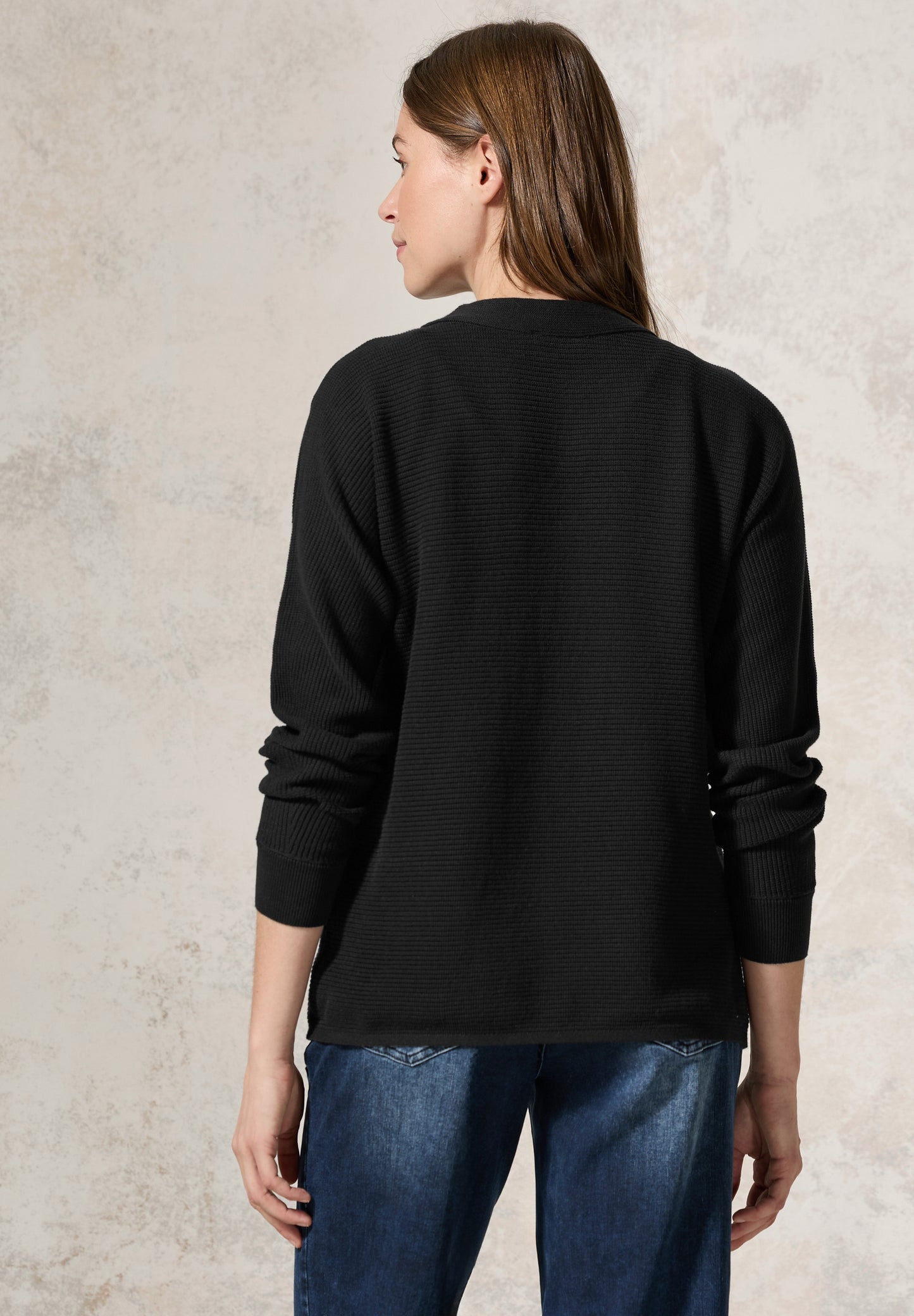 CECIL Strukturmix Dolman Pullover - Farbe: Black