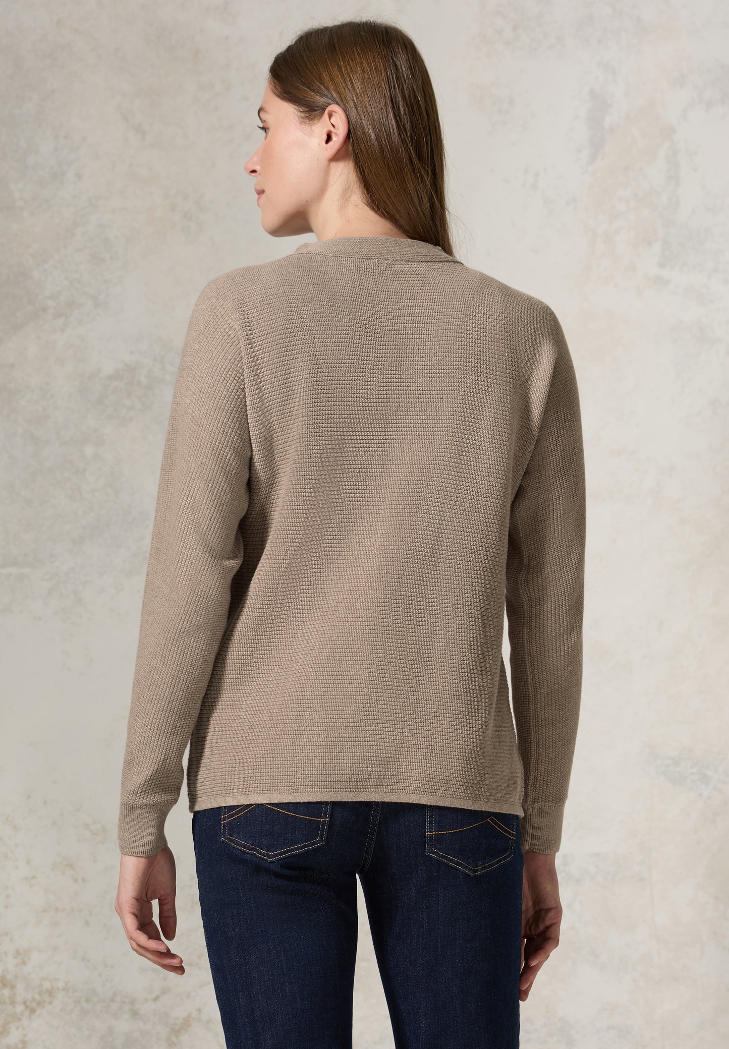 CECIL Strukturmix Dolman Pullover - Farbe: milky caramel melange