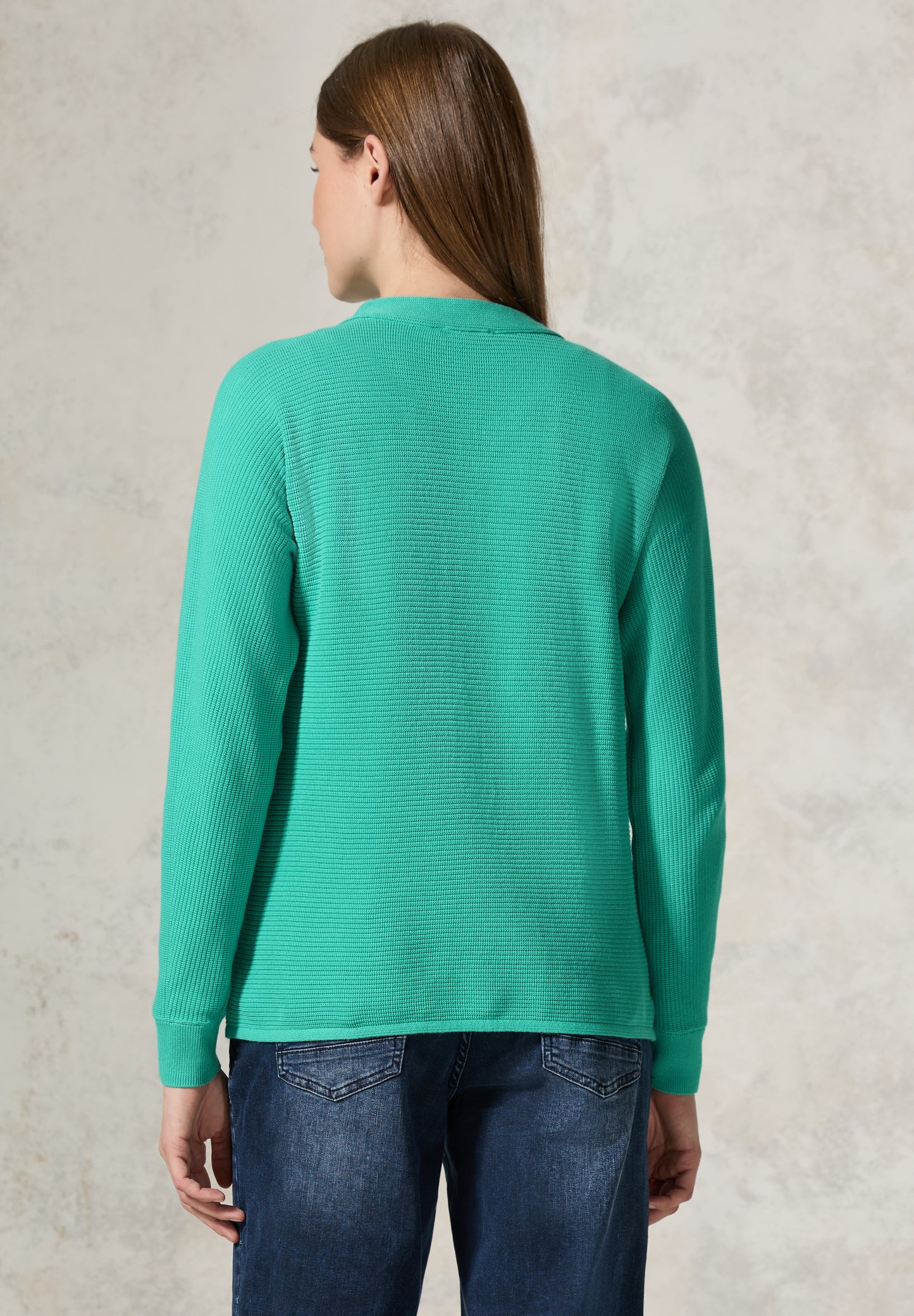 CECIL Strukturmix Dolman Pullover - Farbe: grün