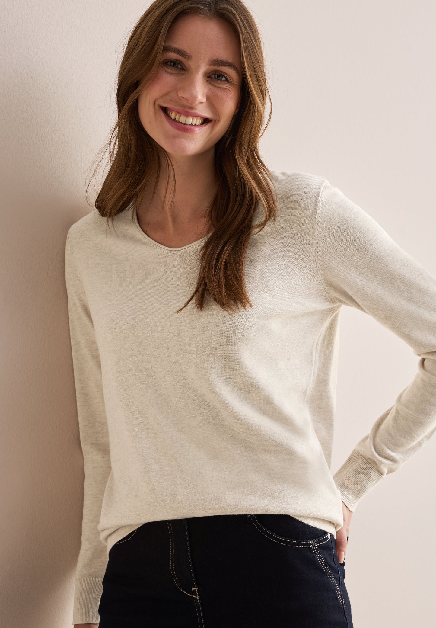 CECIL Pullover Feinstrick - Farbe: desert beige melange