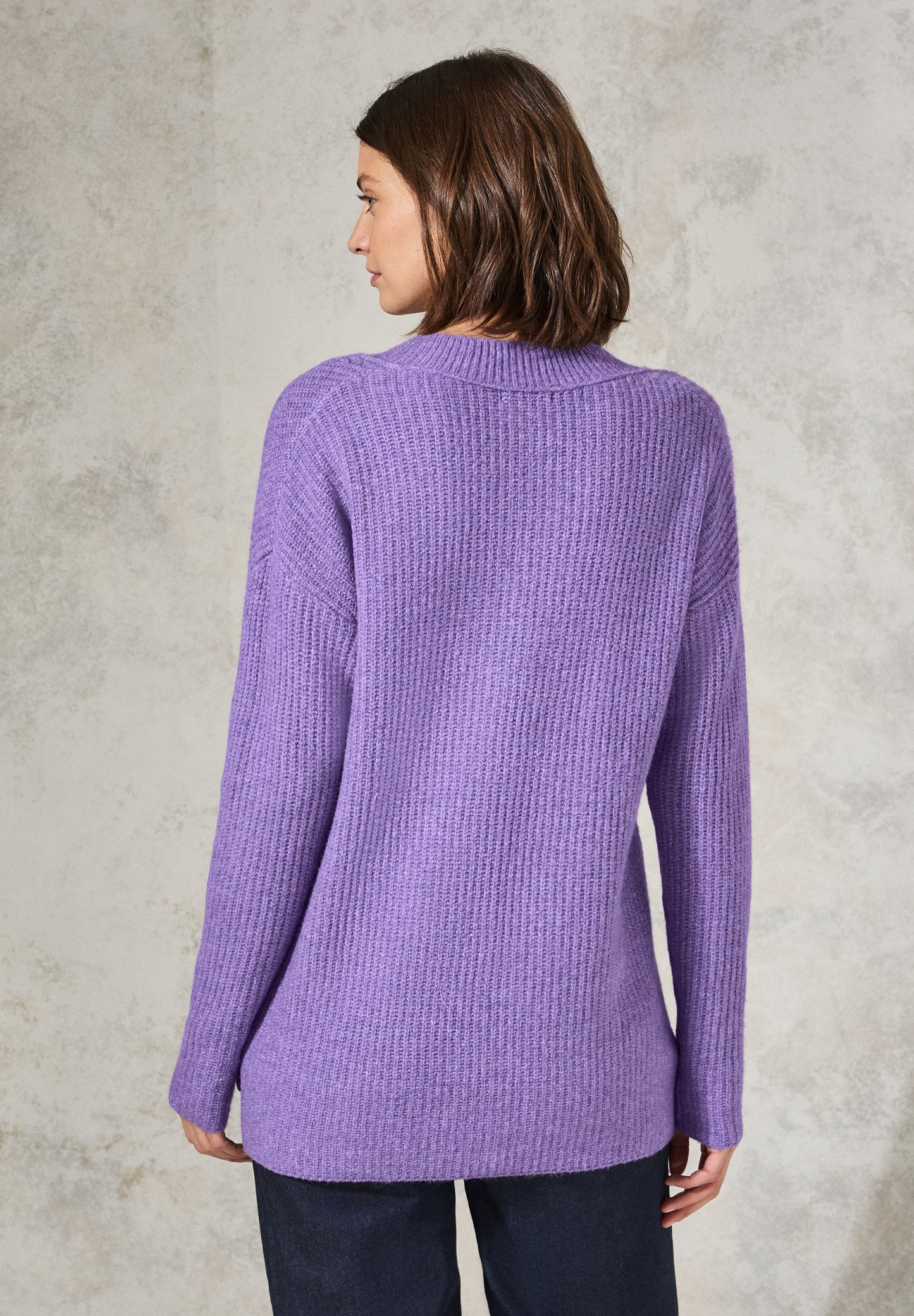 CECIL Pullover mit V-Ausschnitt - Farbe: gentle lilac melange