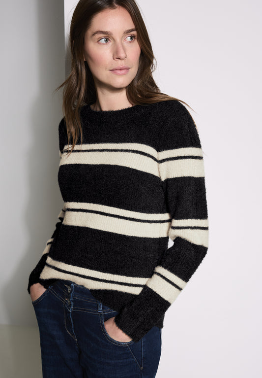 CECIL Gestreifter Pullover - Farbe: Black