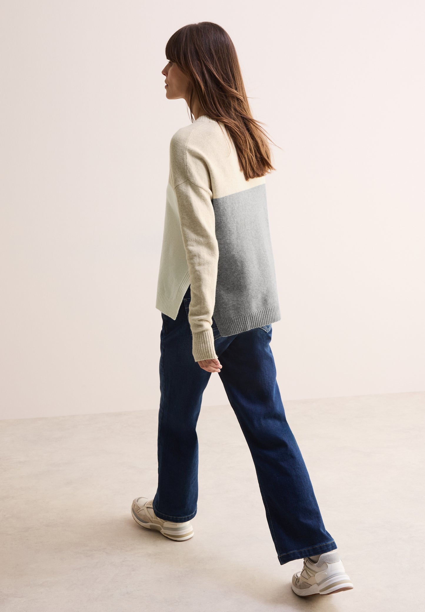 CECIL Colorblock Pullover - Farbe: desert beige melange