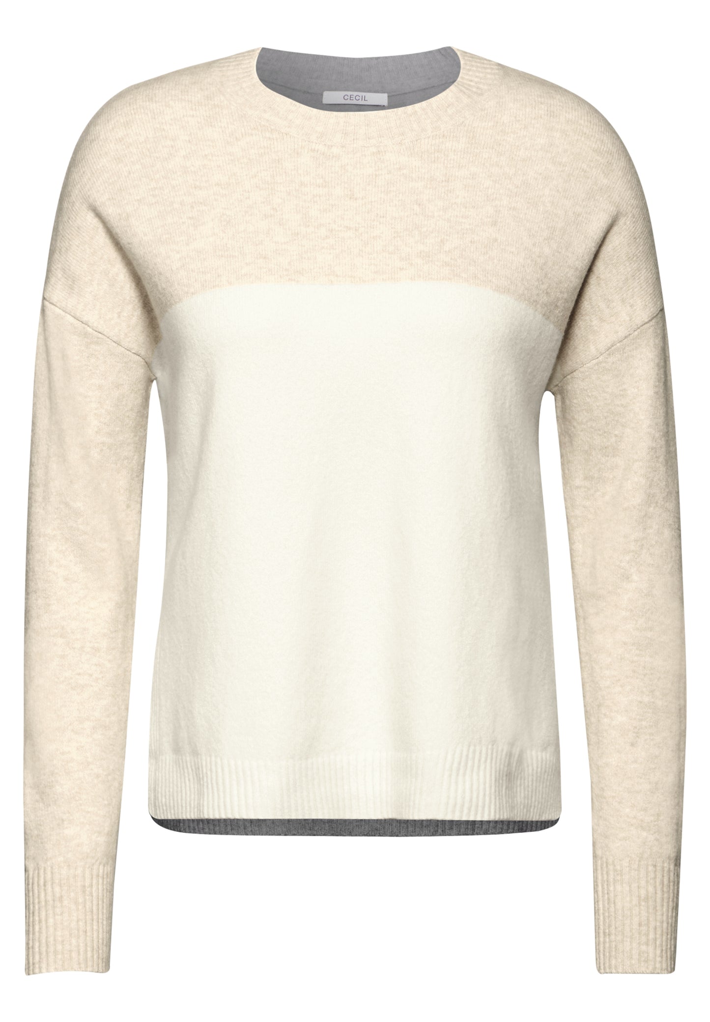 CECIL Colorblock Pullover - Farbe: desert beige melange