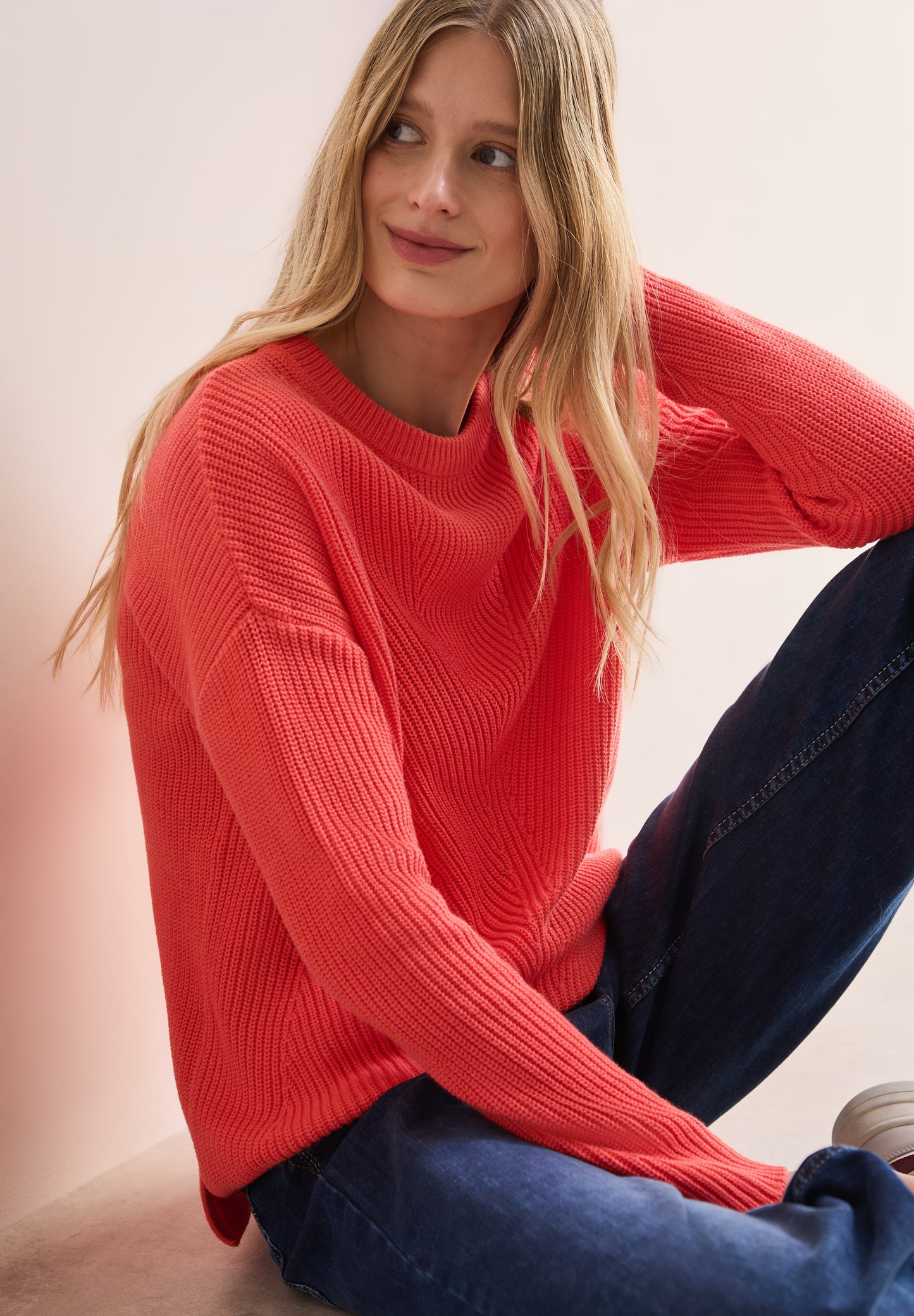 CECIL Damen Pullover mit Struktur in Orange