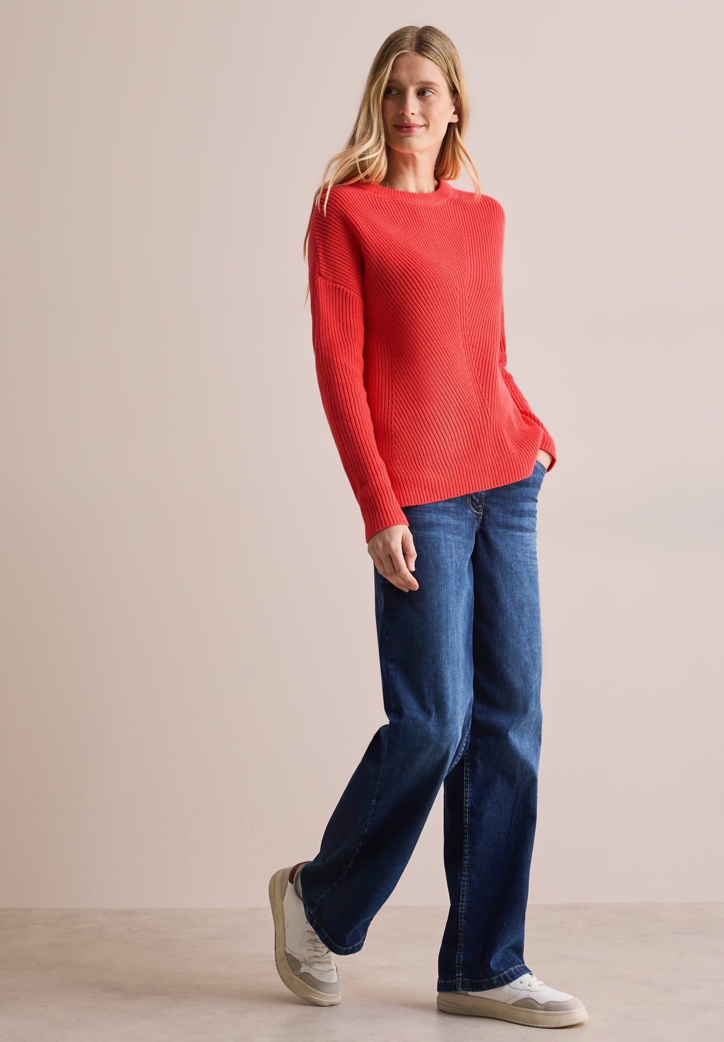 CECIL Damen Pullover mit Struktur in Orange