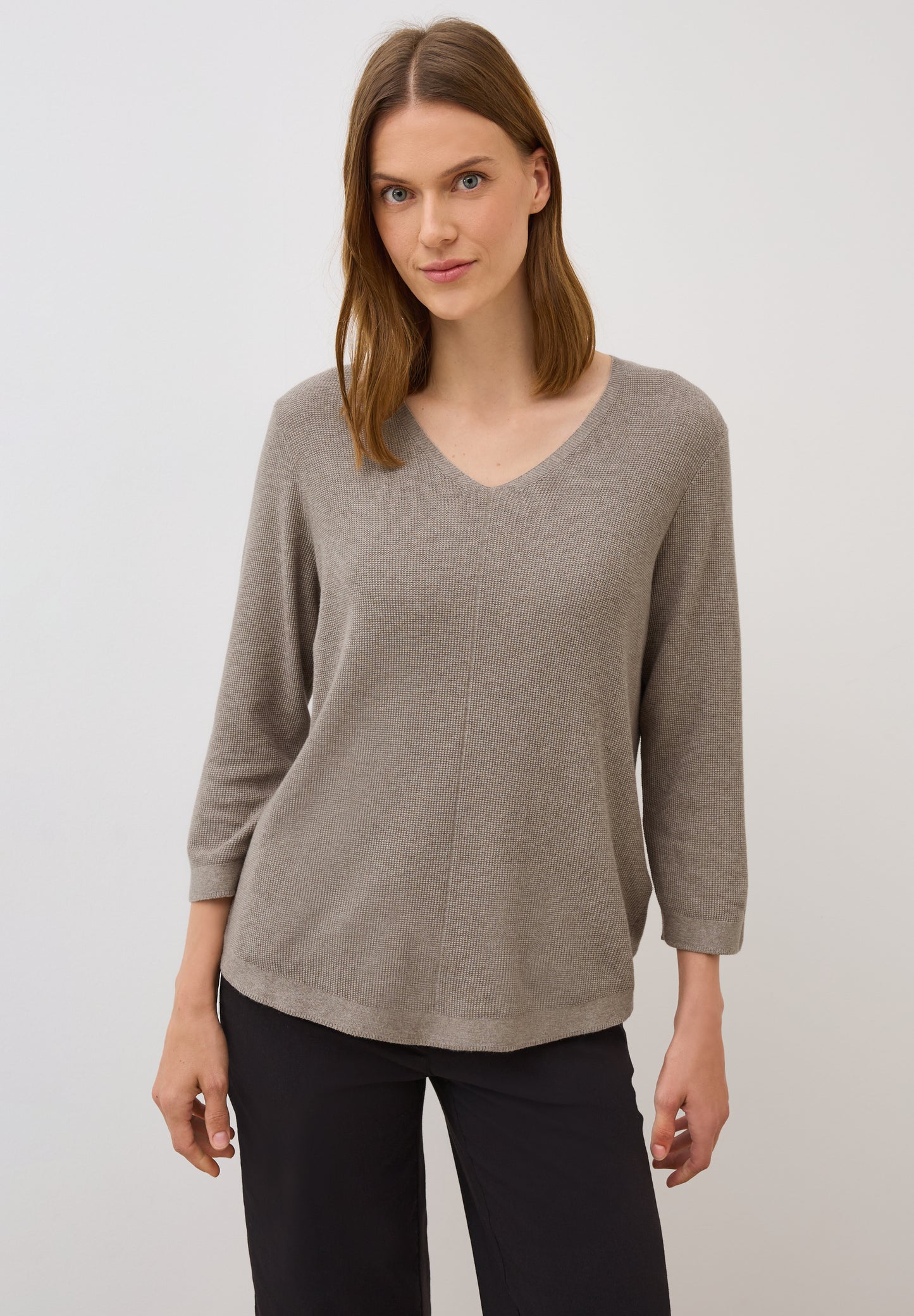CECIL V-Neck Strickpullover - Farbe: toffee cream melange