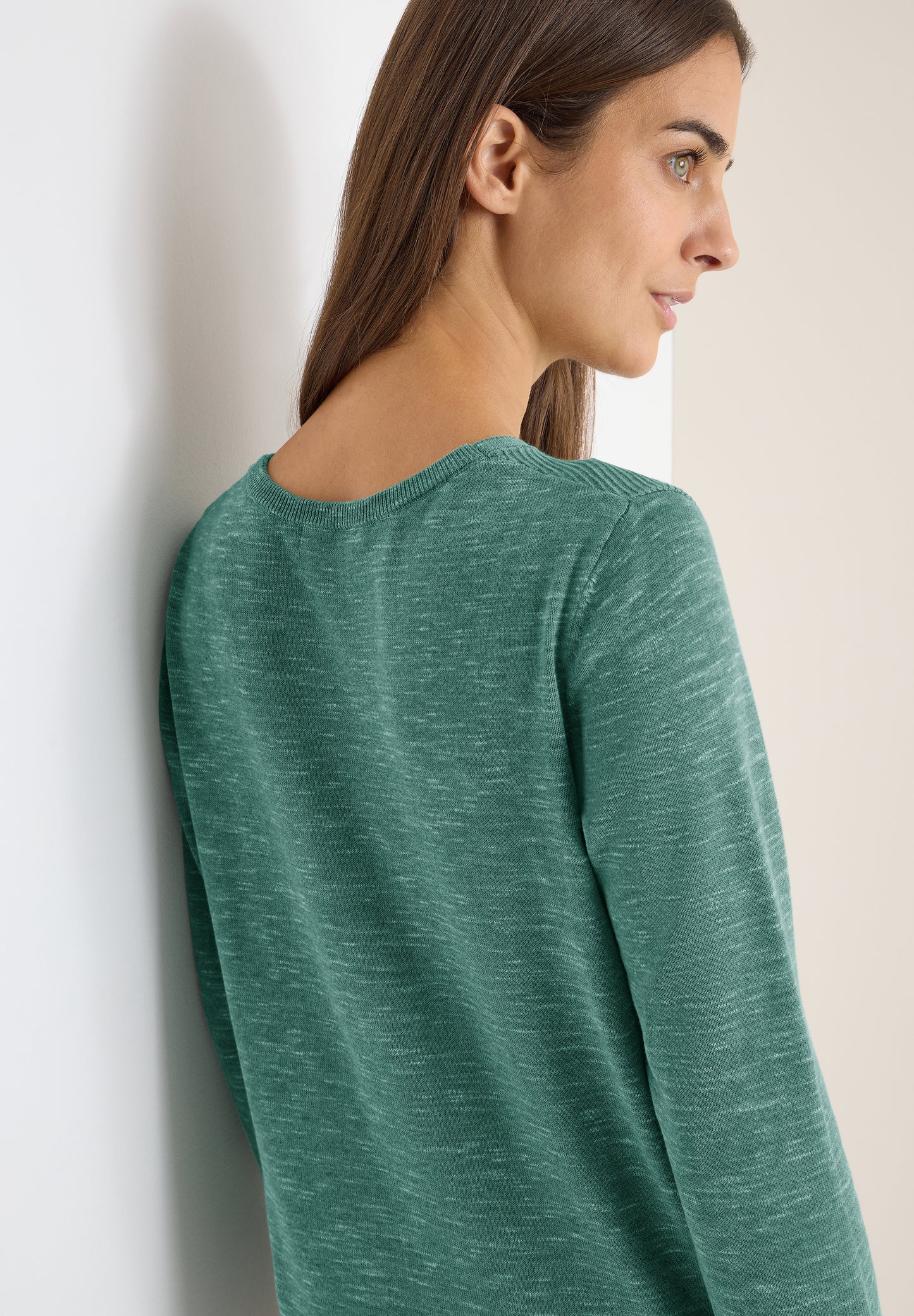 CECIL Strukturpullover - Farbe: smoky green heather melange