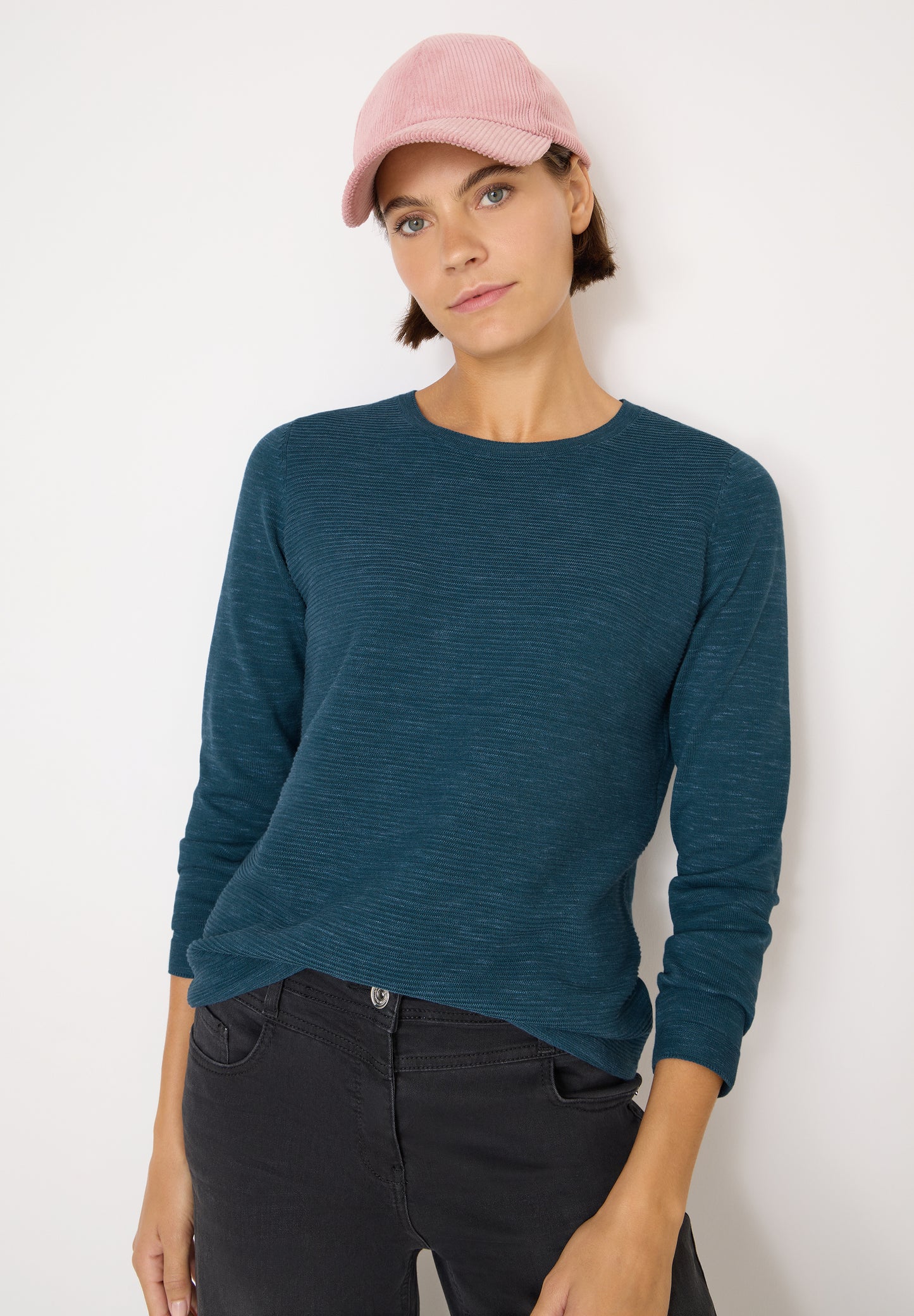 CECIL Strukturpullover - Farbe: teal blue heather melange