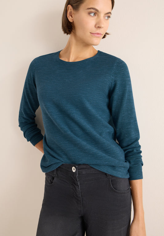CECIL Strukturpullover - Farbe: teal blue heather melange