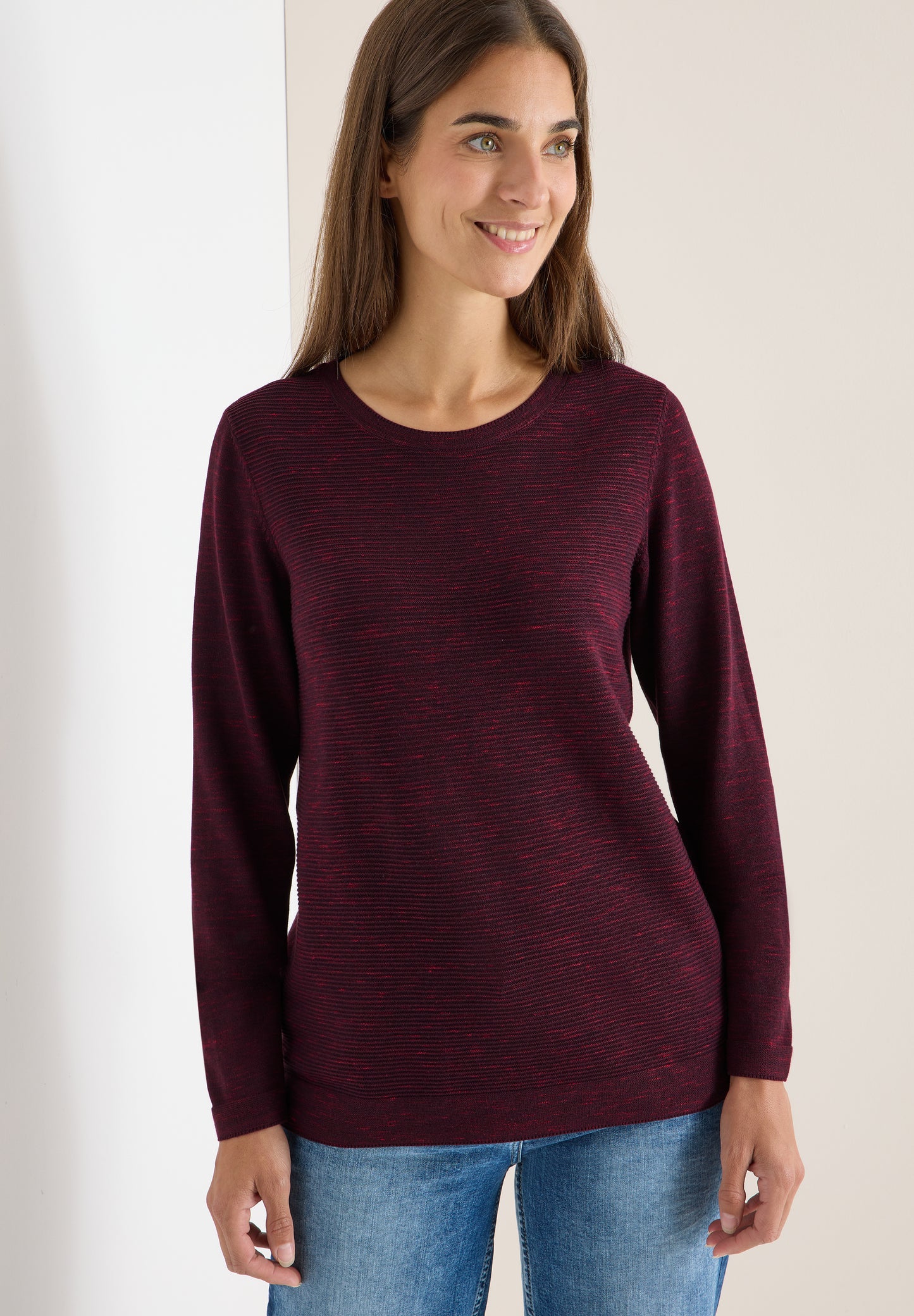 CECIL Strukturpullover - Farbe: eggplant red heather melange
