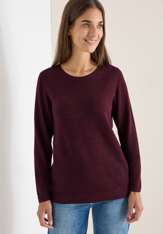 CECIL Strukturpullover - Farbe: eggplant red heather melange