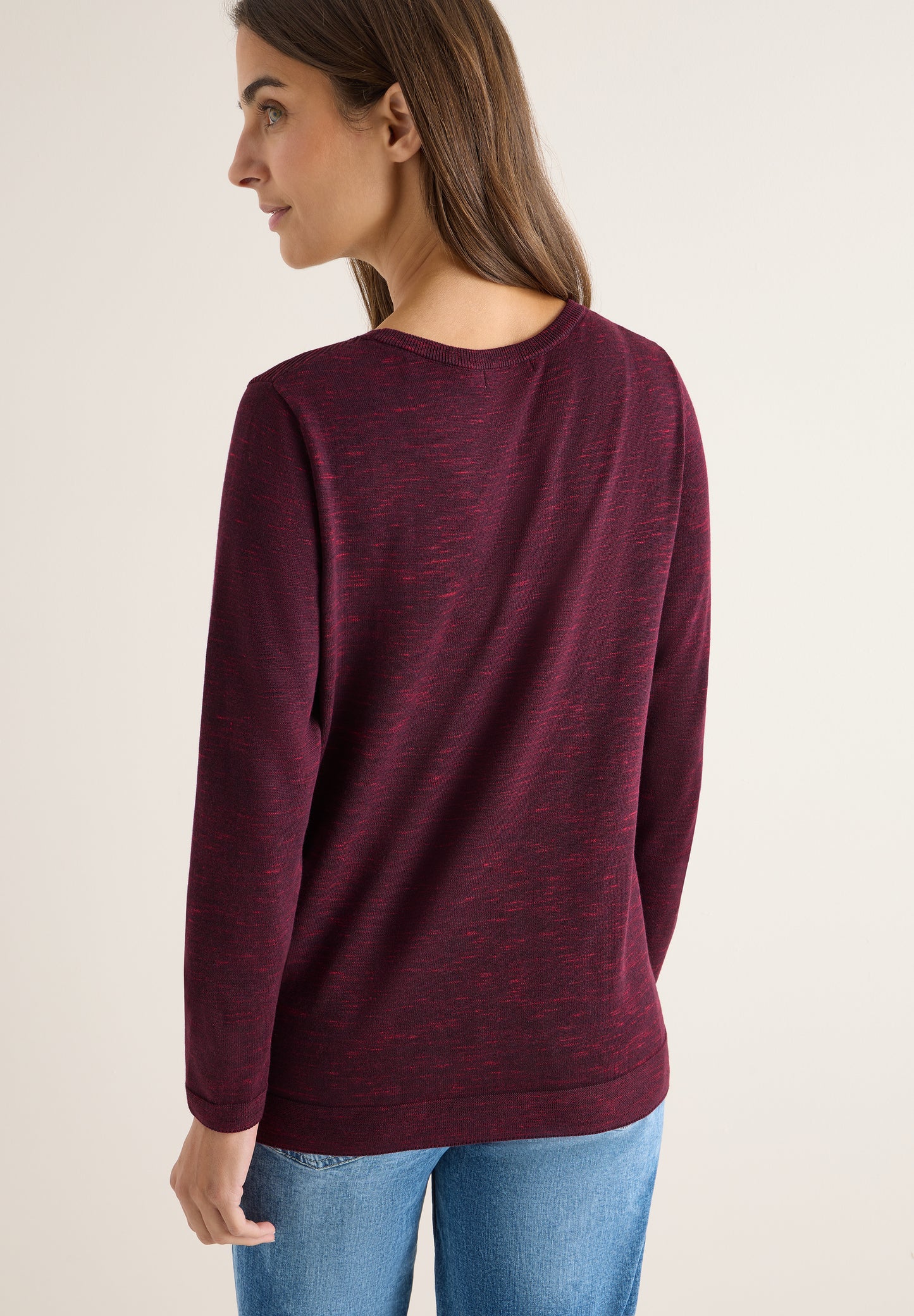 CECIL Strukturpullover - Farbe: eggplant red heather melange