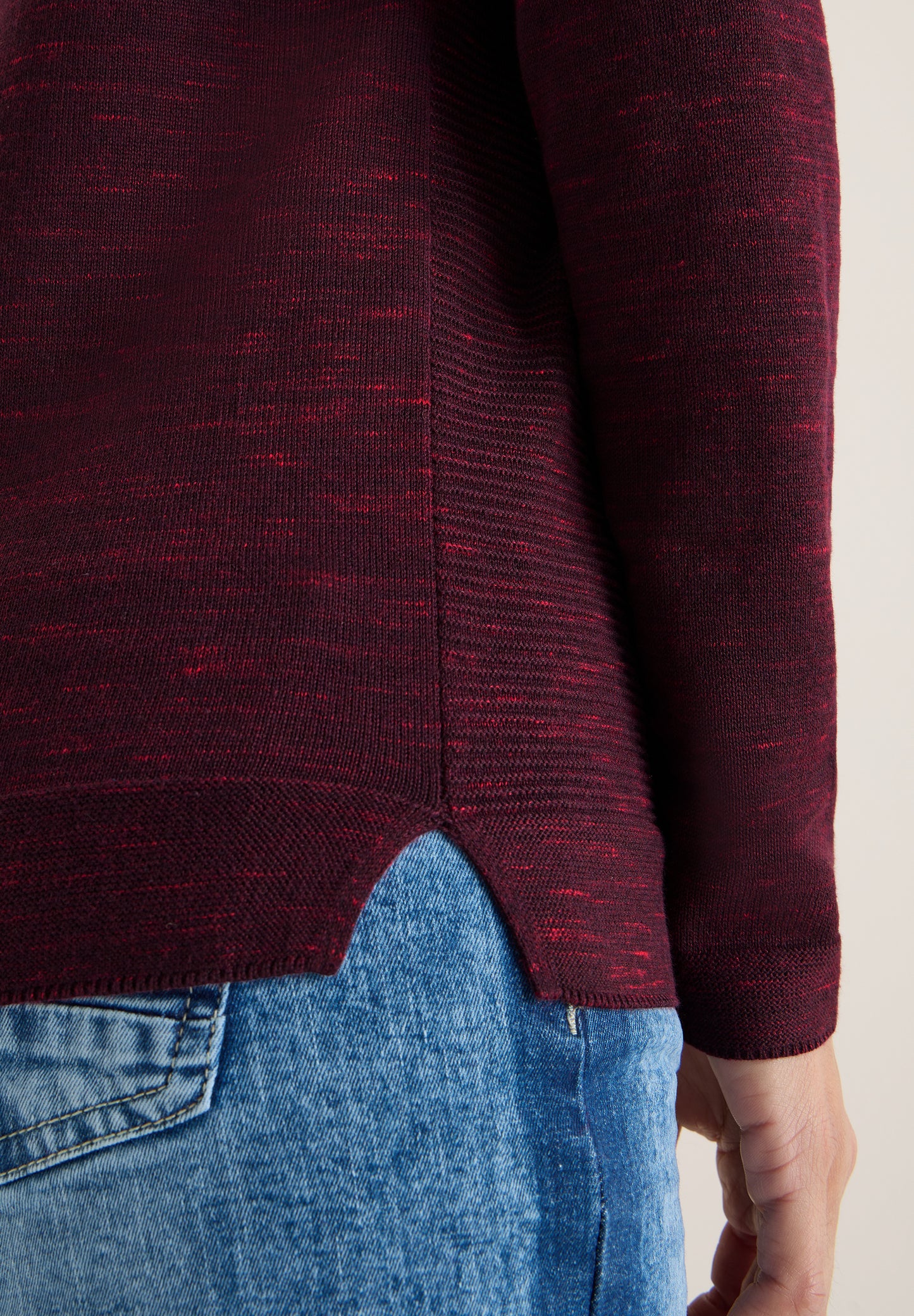 CECIL Strukturpullover - Farbe: eggplant red heather melange