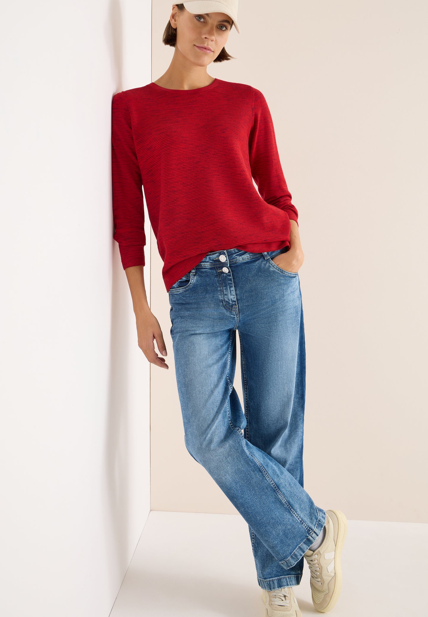 CECIL Strukturpullover - Farbe: fiery red heather melange