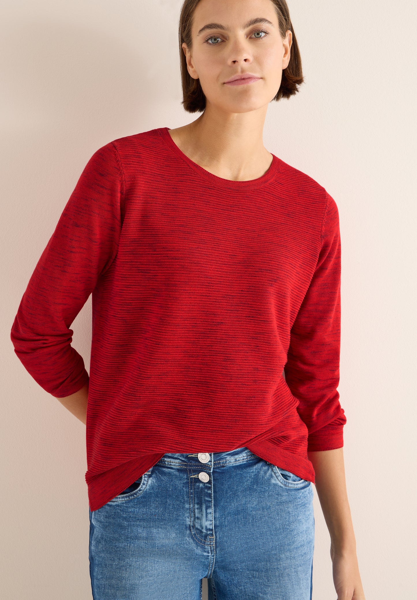 CECIL Strukturpullover - Farbe: fiery red heather melange