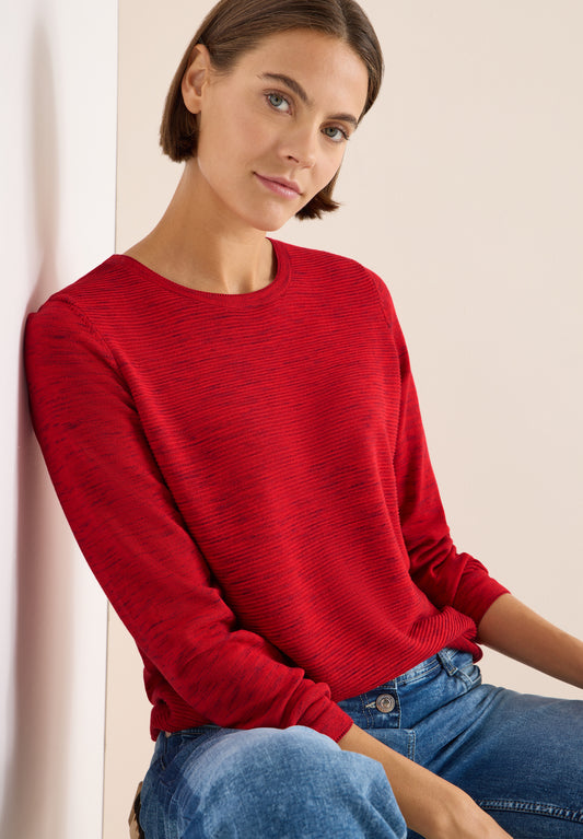 CECIL Strukturpullover - Farbe: fiery red heather melange