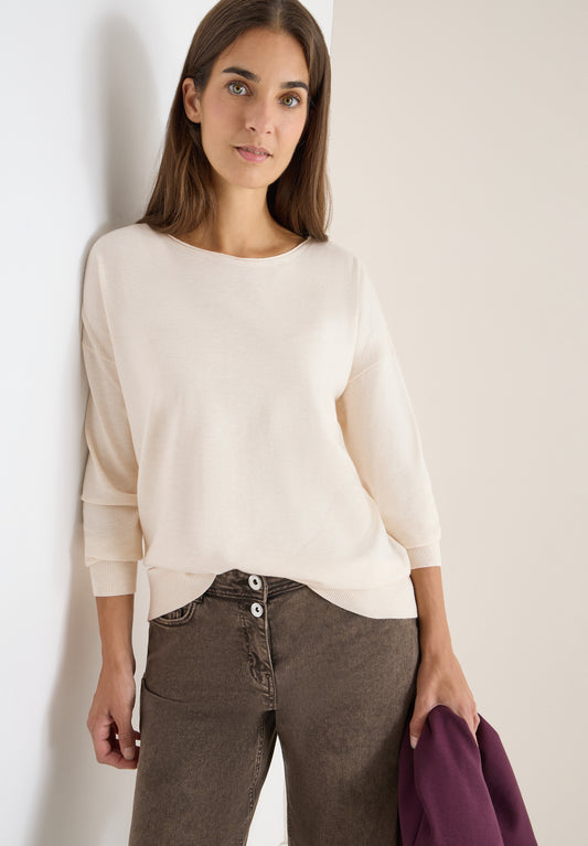 CECIL Pullover mit Strukturdetail - Farbe: oat milk beige melange