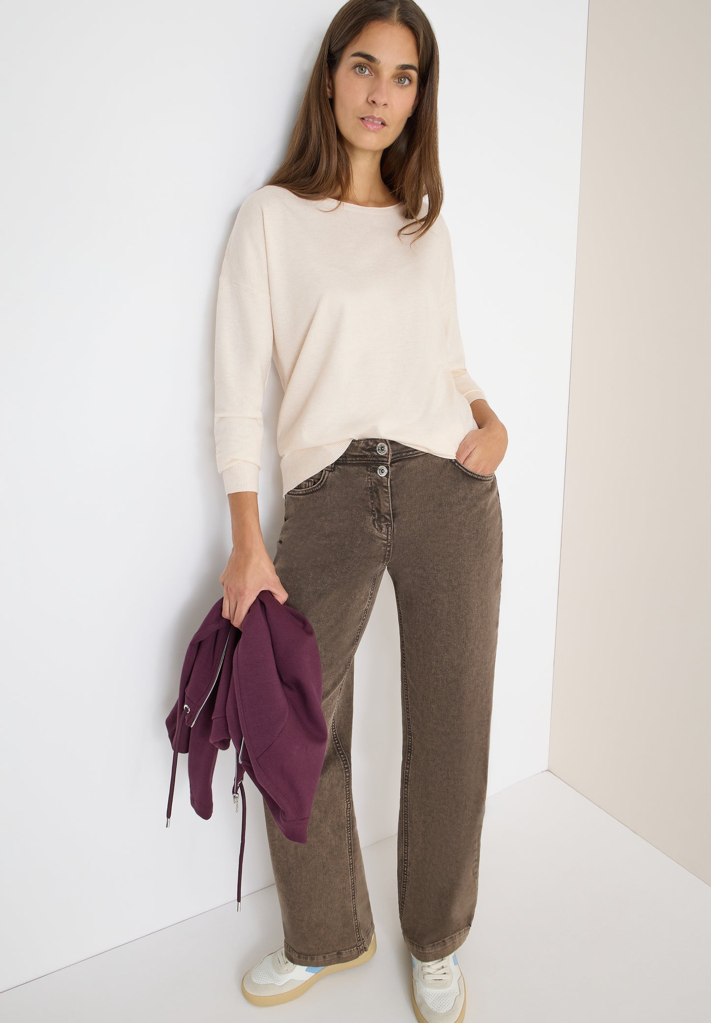 CECIL Pullover mit Strukturdetail - Farbe: oat milk beige melange