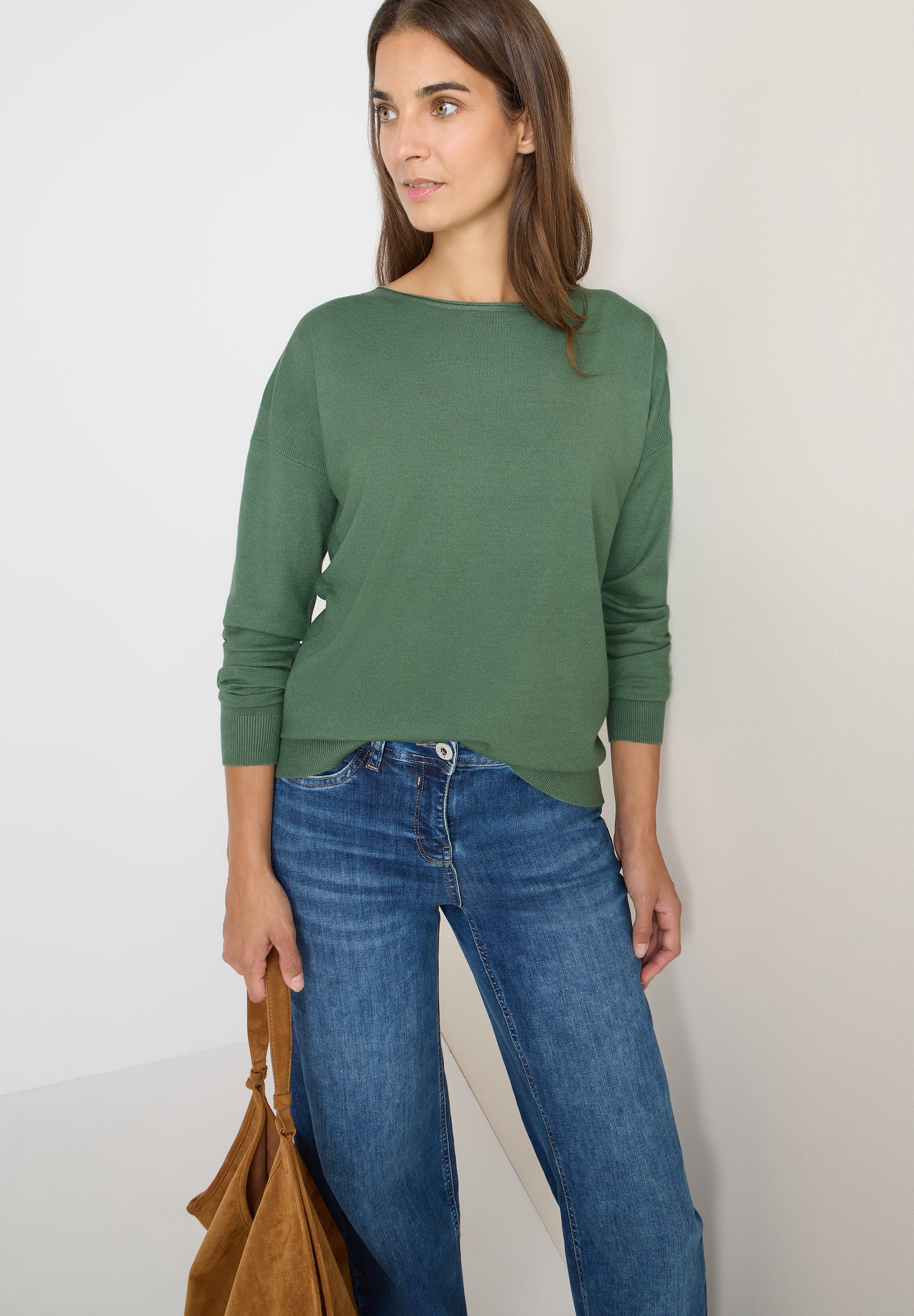 CECIL Pullover mit Strukturdetail - Farbe: highland green melange