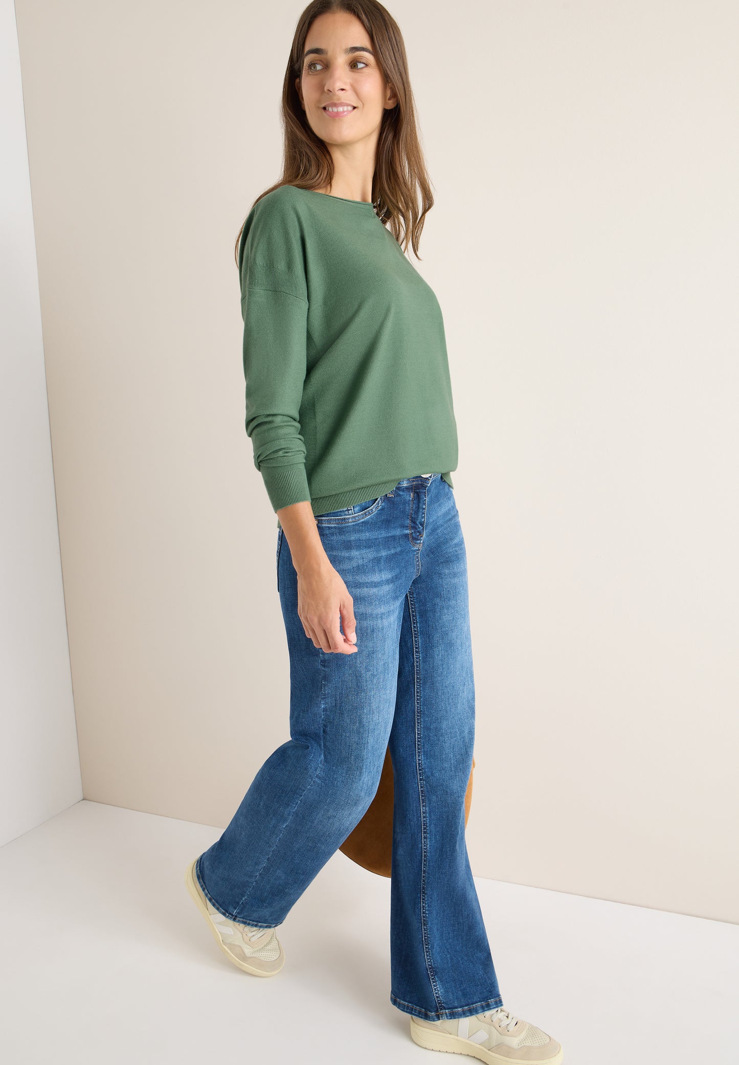 CECIL Pullover mit Strukturdetail - Farbe: highland green melange